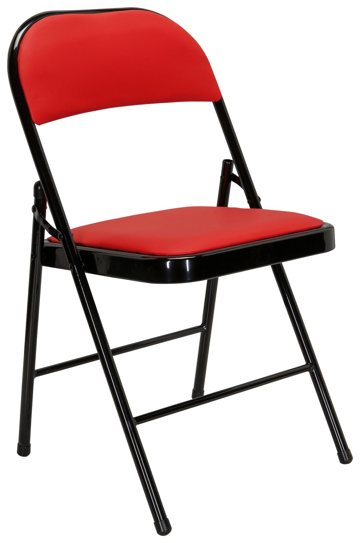 Klappstuhl Tudela Pu Rot/schwarz Lederlook - Rot/Schwarz, Basics, Textil/Metall (44/80/49cm) - MID.YOU