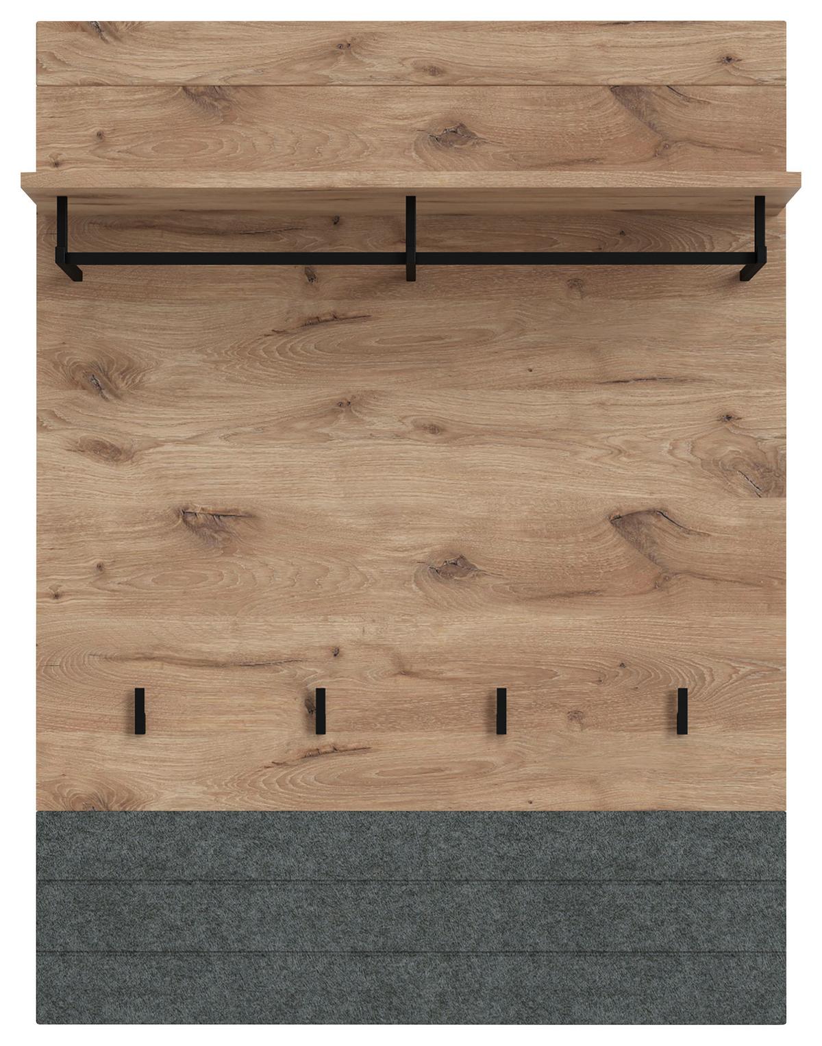 Garderobenpaneel Roxy Eichefarben Dekor B: 80 cm - Eichefarben/Dunkelgrau, Design, Holzwerkstoff (80/107/31cm)