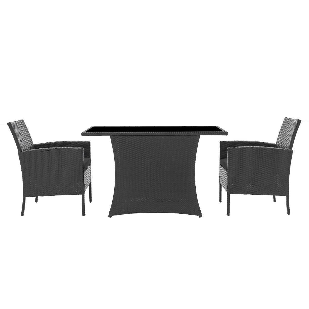 GARTENTISCHGRUPPE Schwarz 5-teilig - Schwarz, Design, Glas/Kunststoff - MID.YOU