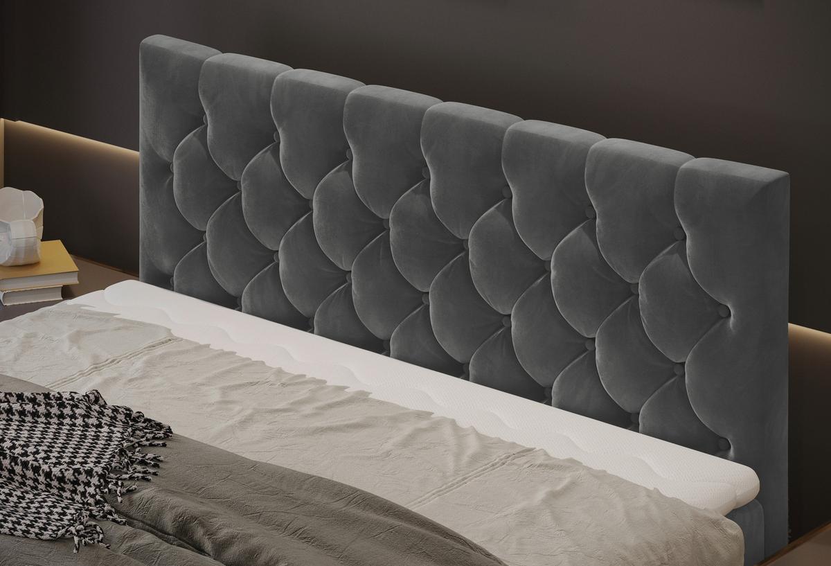 Boxspringbett Swing 19 Graphitfarben 140x200 cm H2 - Schwarz/Graphitfarben, ROMANTIK / LANDHAUS, Textil (144/121/212cm) - James Wood