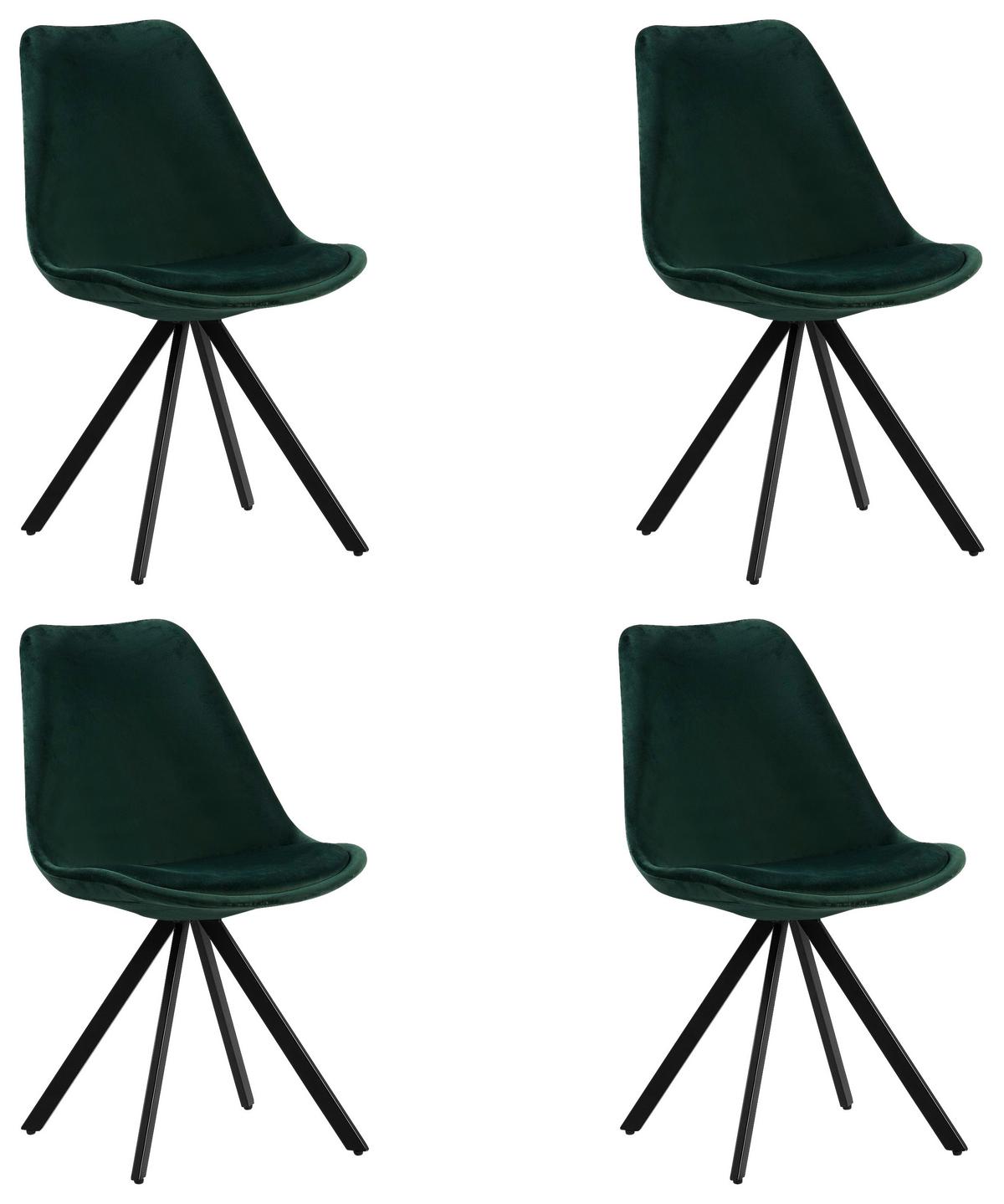 Stuhl-set Finley - Dunkelgrün/Schwarz, KONVENTIONELL, Textil/Metall (50/83/51cm) - MID.YOU