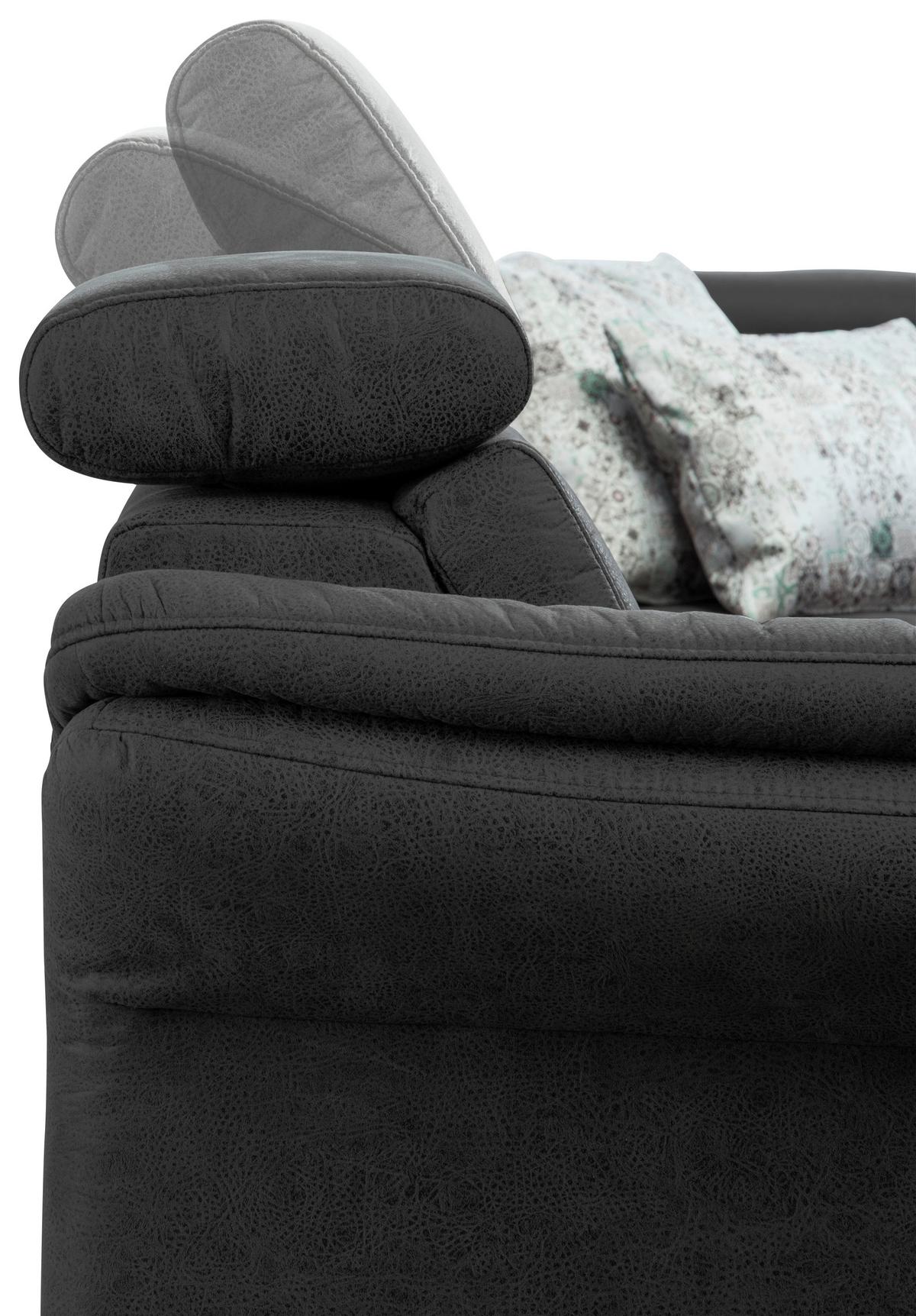 Wohnlandschaft Arngast rechts grau/Schwarz, 165x317x193 cm - Schwarz/Grau, KONVENTIONELL, Textil (165/317/193cm) - Sit & More