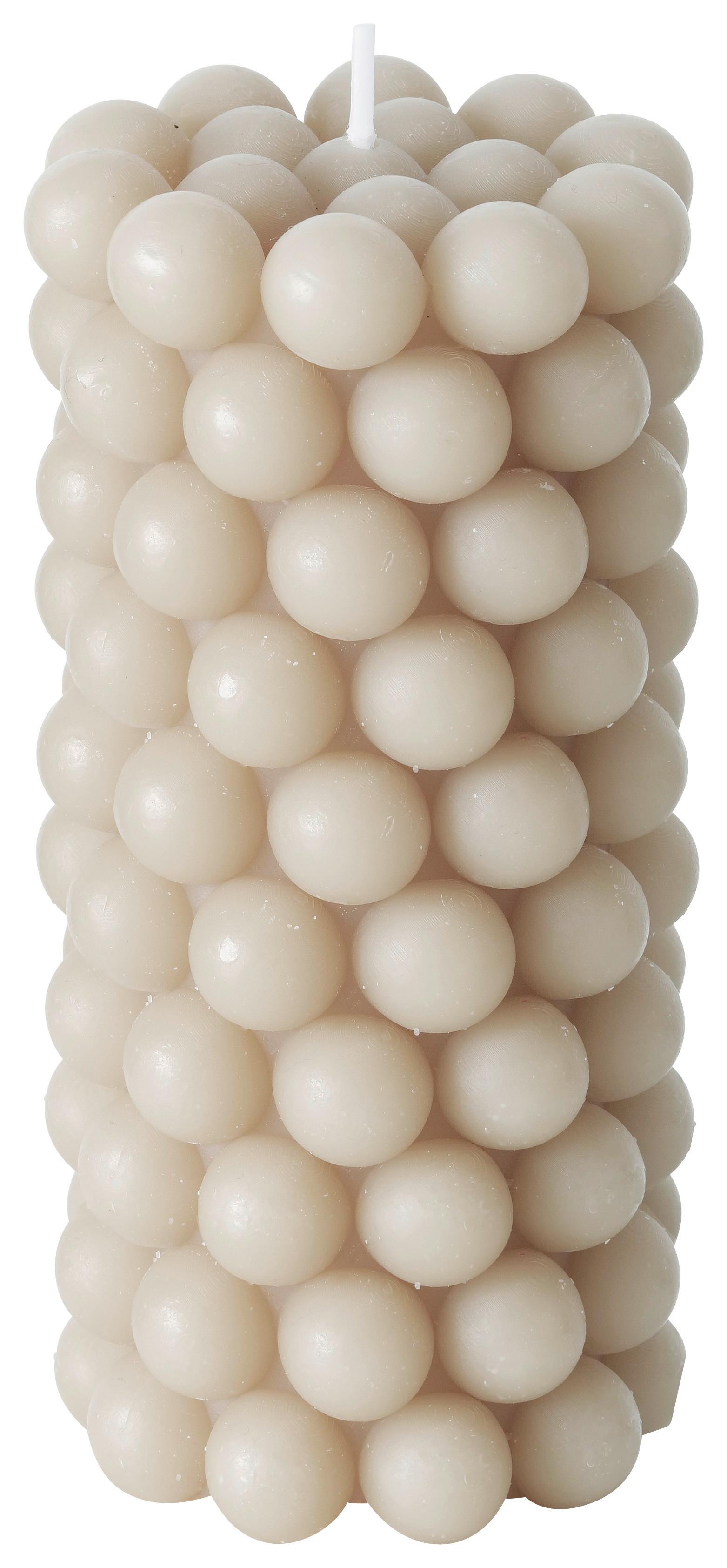 Válcová Svíčka Pearls Ii - šedá, Moderní, přírodní materiály (7/14cm) - Modern Living