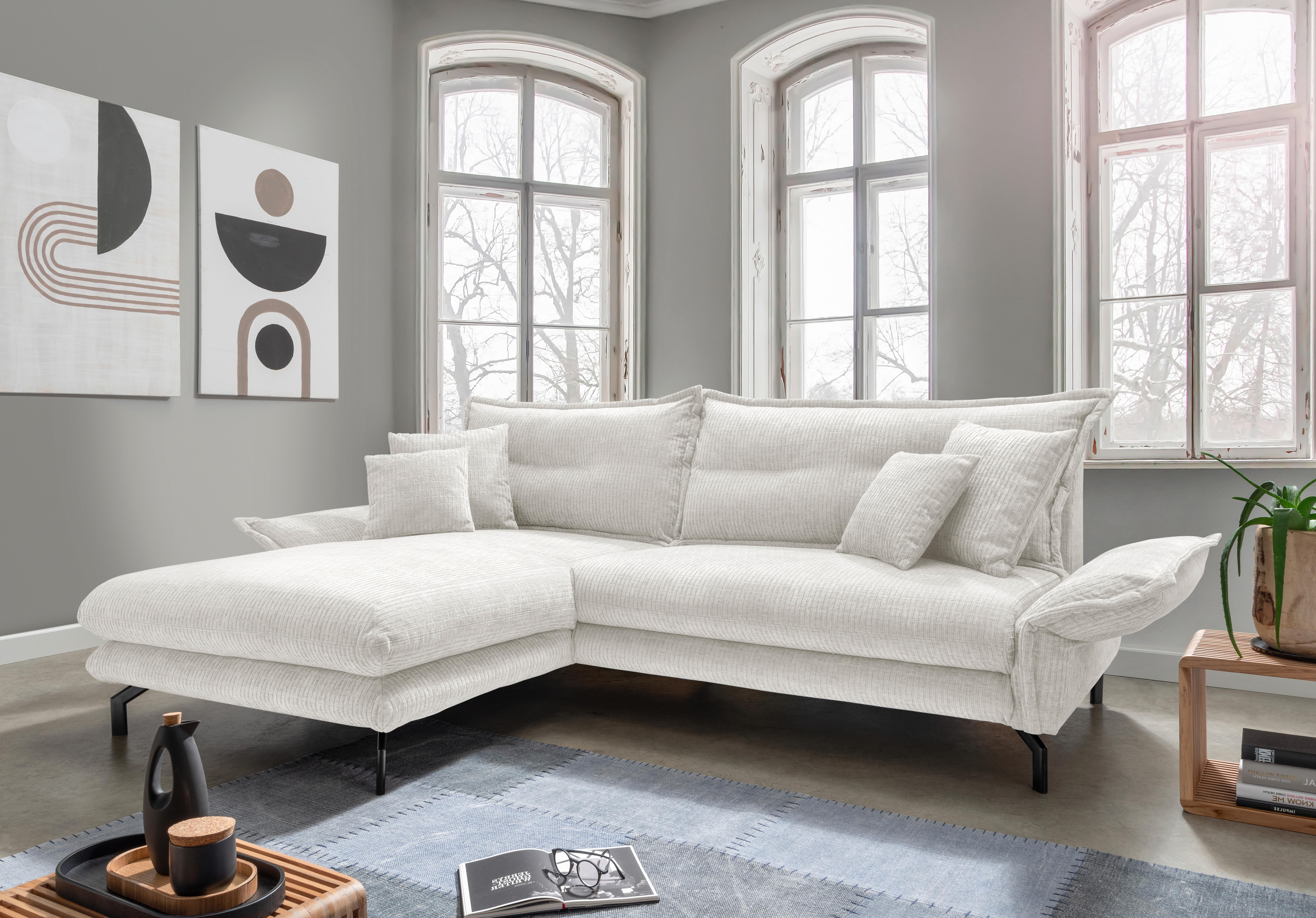 Ecksofa Lava - Creme/Schwarz, Design, Textil (180/255cm) - Livetastic