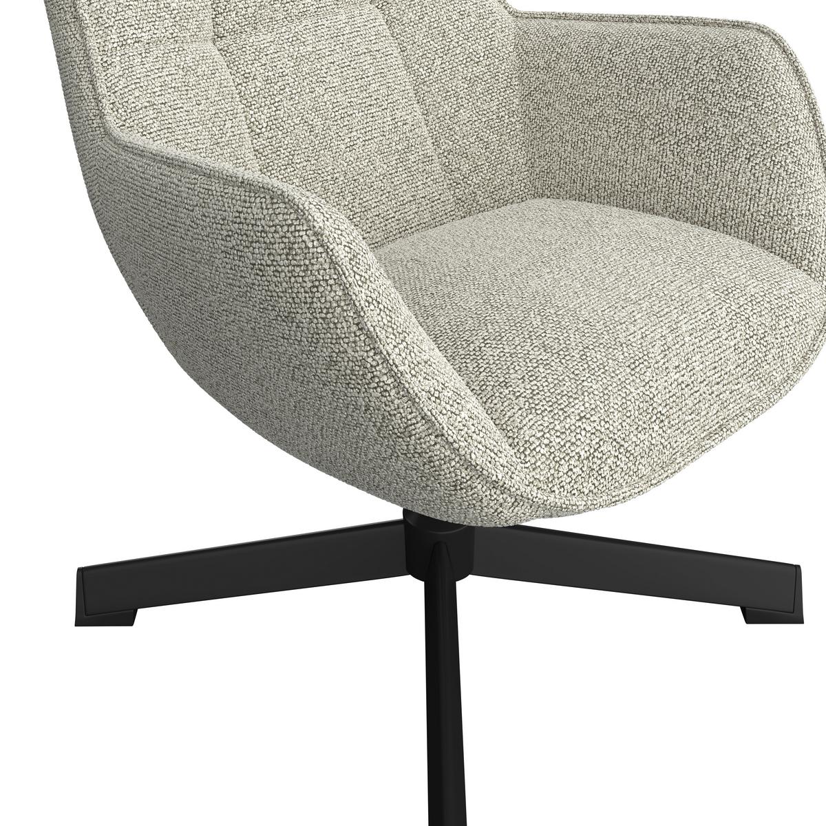 Relaxsessel Bogota beige, 360° drehbar - Beige/Schwarz, MODERN, Textil/Metall (76/101/86cm) - Luca Bessoni