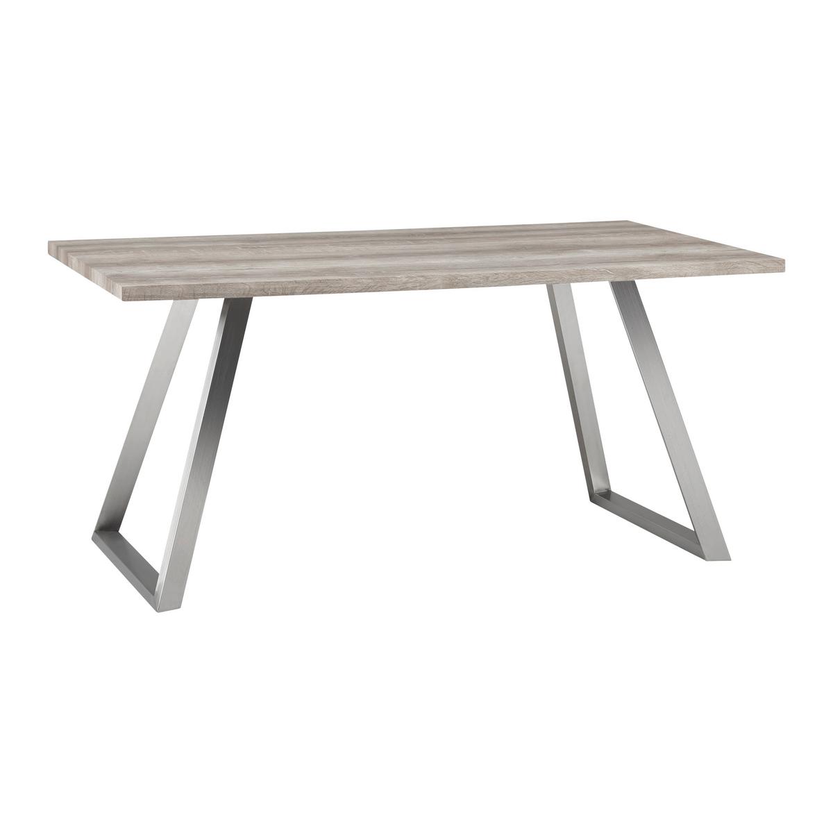 Jedálenský stôl MELANI 160 - farba ušľachtilej ocele/farba duba, Modern, kov/kompozitné drevo (160/90/76cm) - Bessagi Home