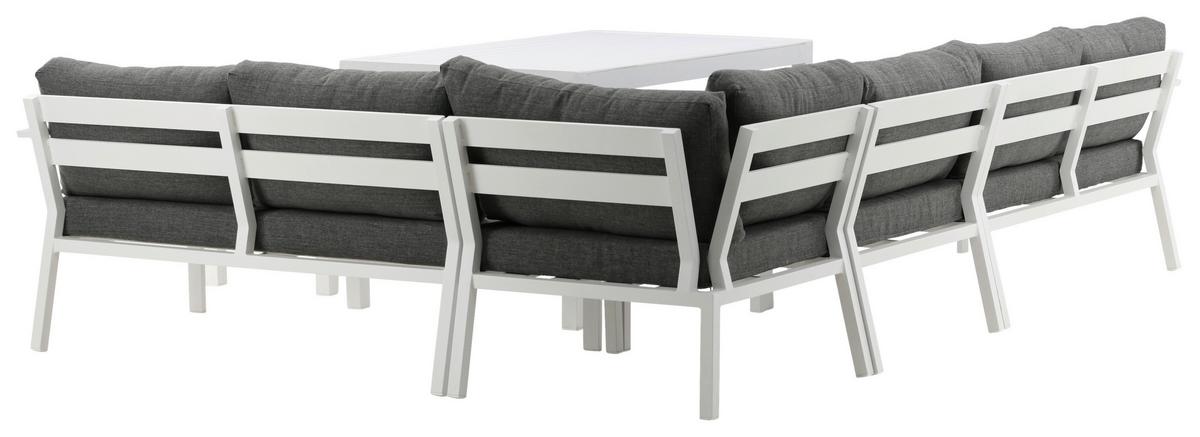 Loungegarnitur 5-tlg Ramos Aus Metall/textil Mit Kissen - Weiß/Grau, KONVENTIONELL, Textil/Metall - Gardenson