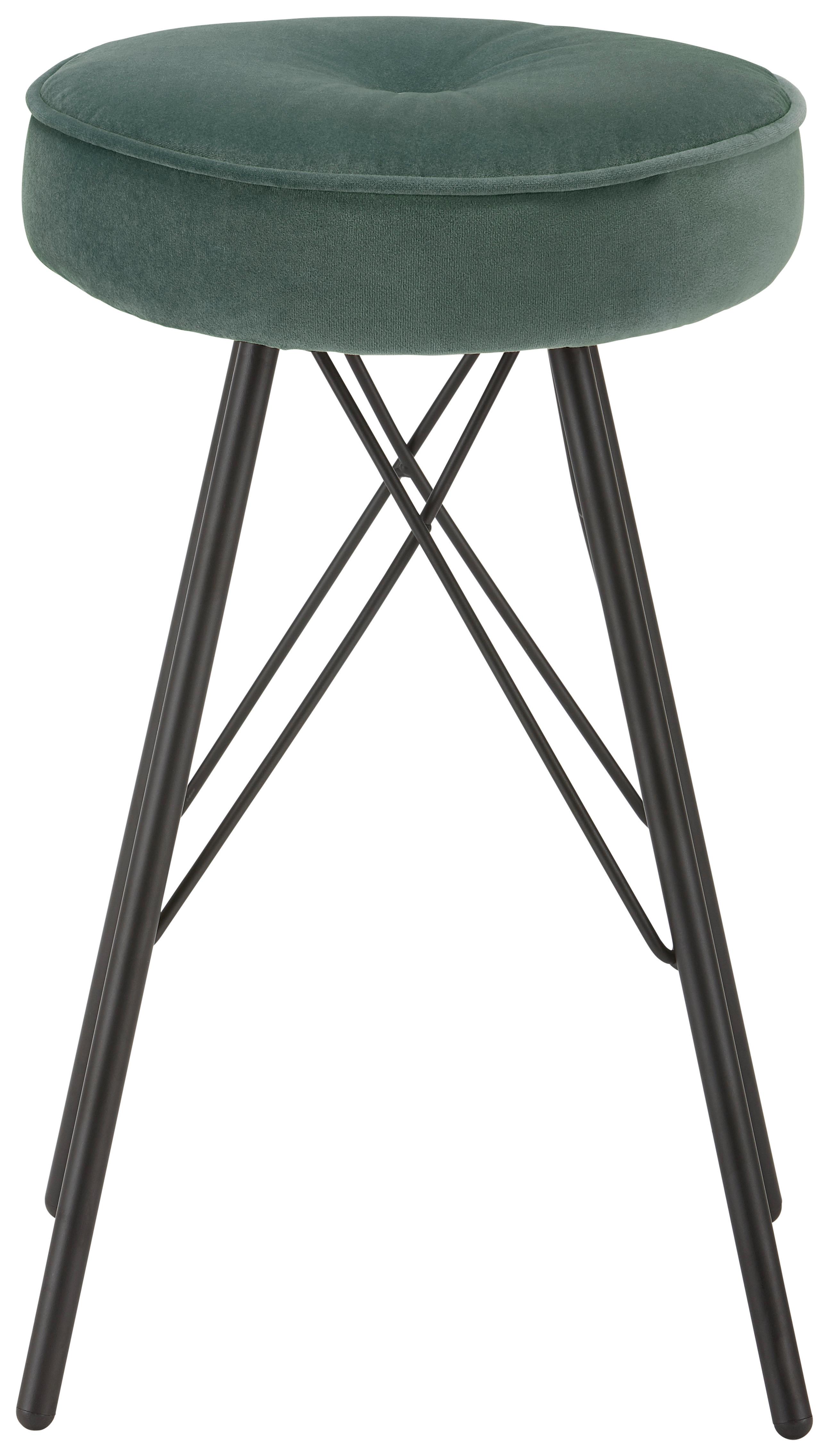 Taburetka Accre - čierna/zelená, Štýlový, kov/textil (30/53/30cm) - Modern Living