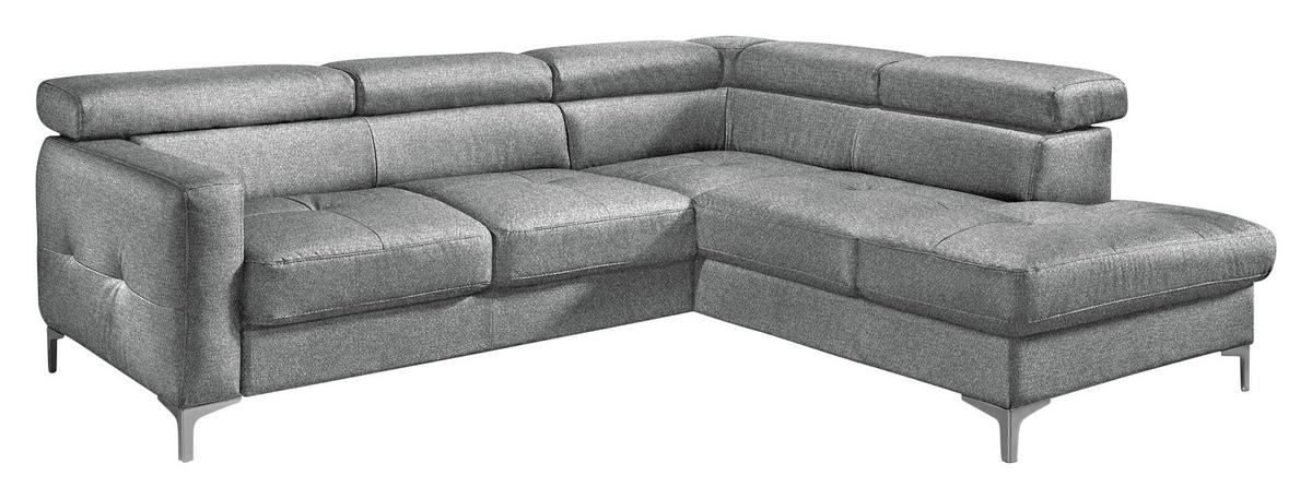 Ecksofa Sammy Grau - Chromfarben/Grau, Design, Textil (242/207cm) - Livetastic