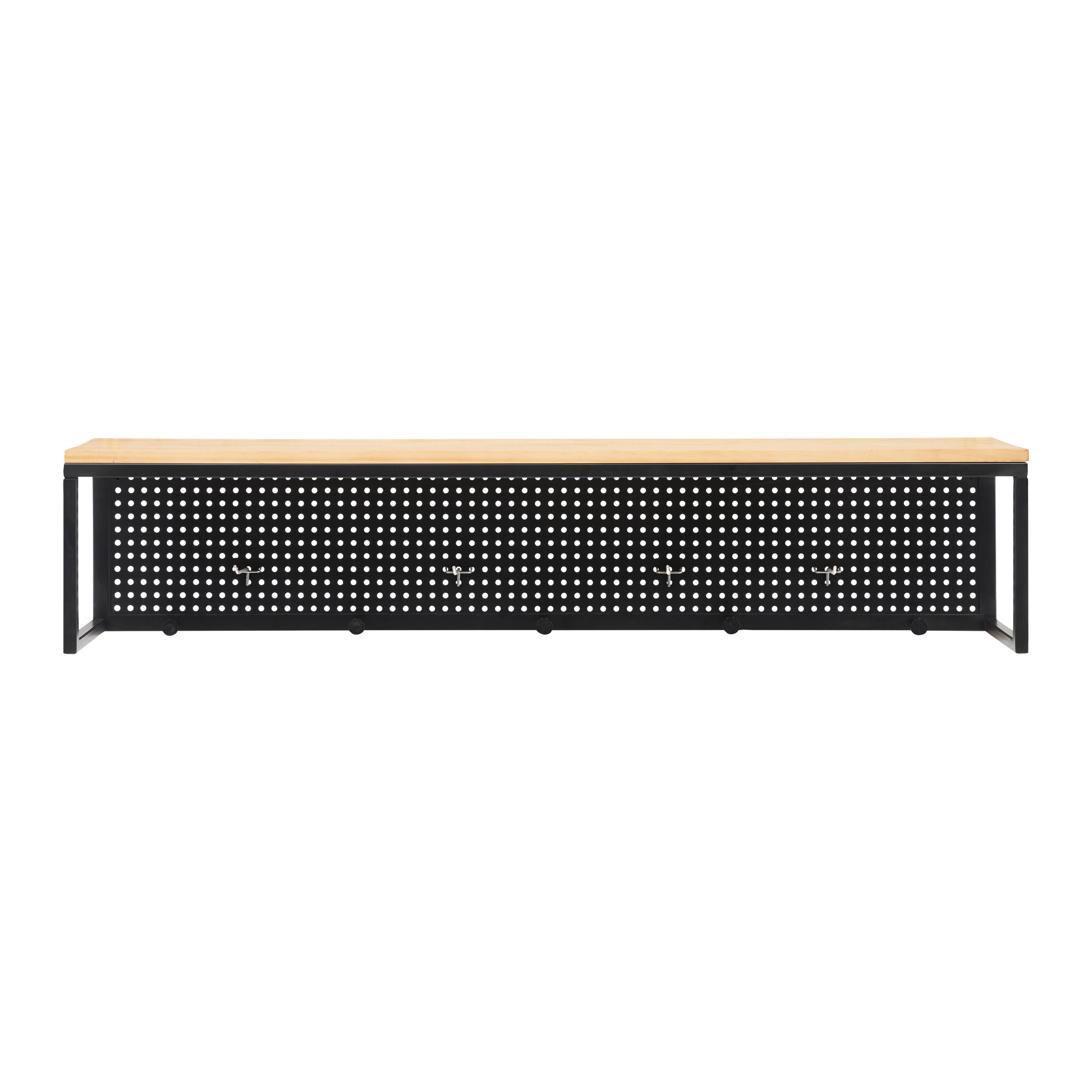 Šatní panel LORENZO - barvy borovice/černá, Moderní, kov/dřevo (110/22/20cm) - Bessagi Home