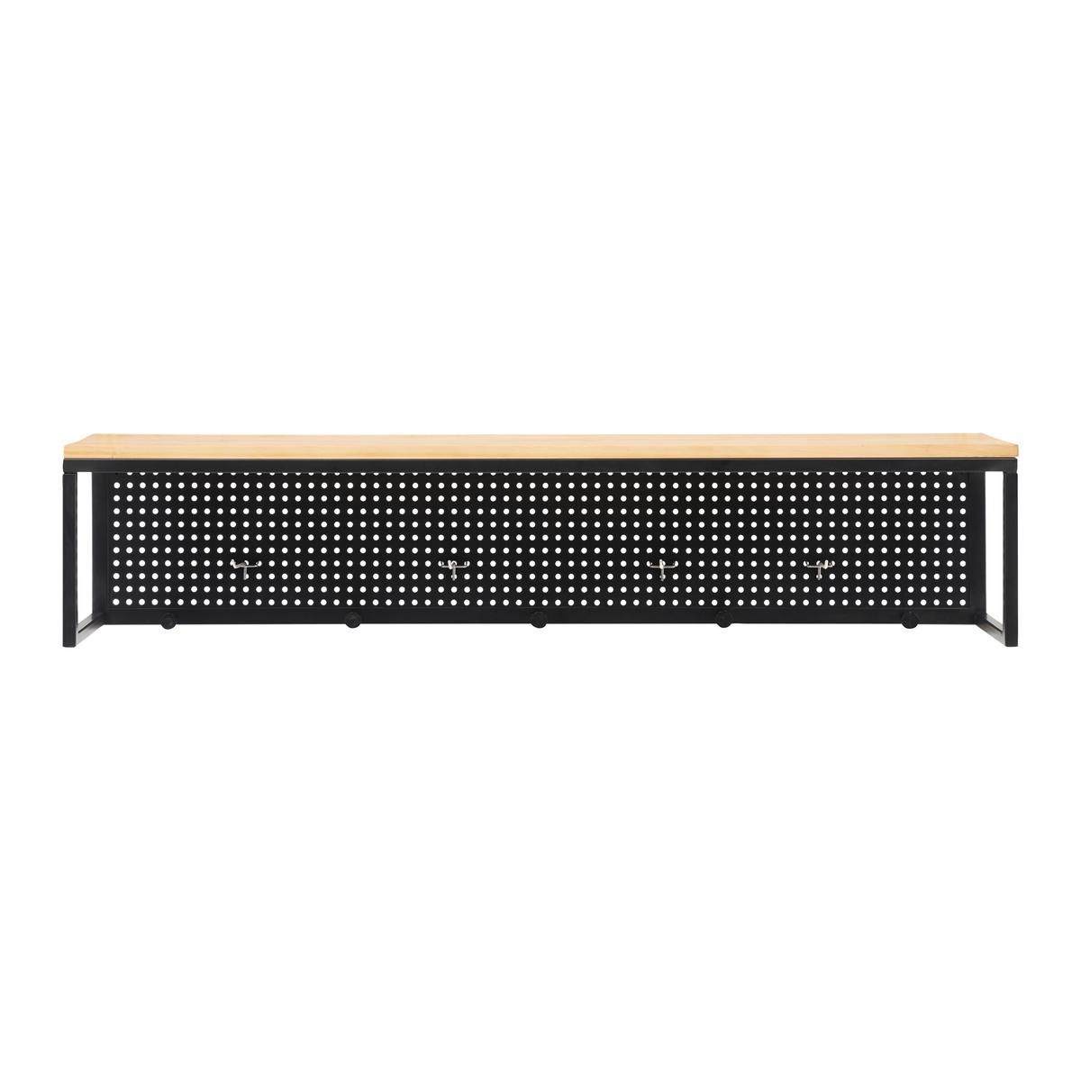 Vešiakový panel LORENZO - čierna/farba borovice, Modern, kov/drevo (110/22/20cm) - Bessagi Home