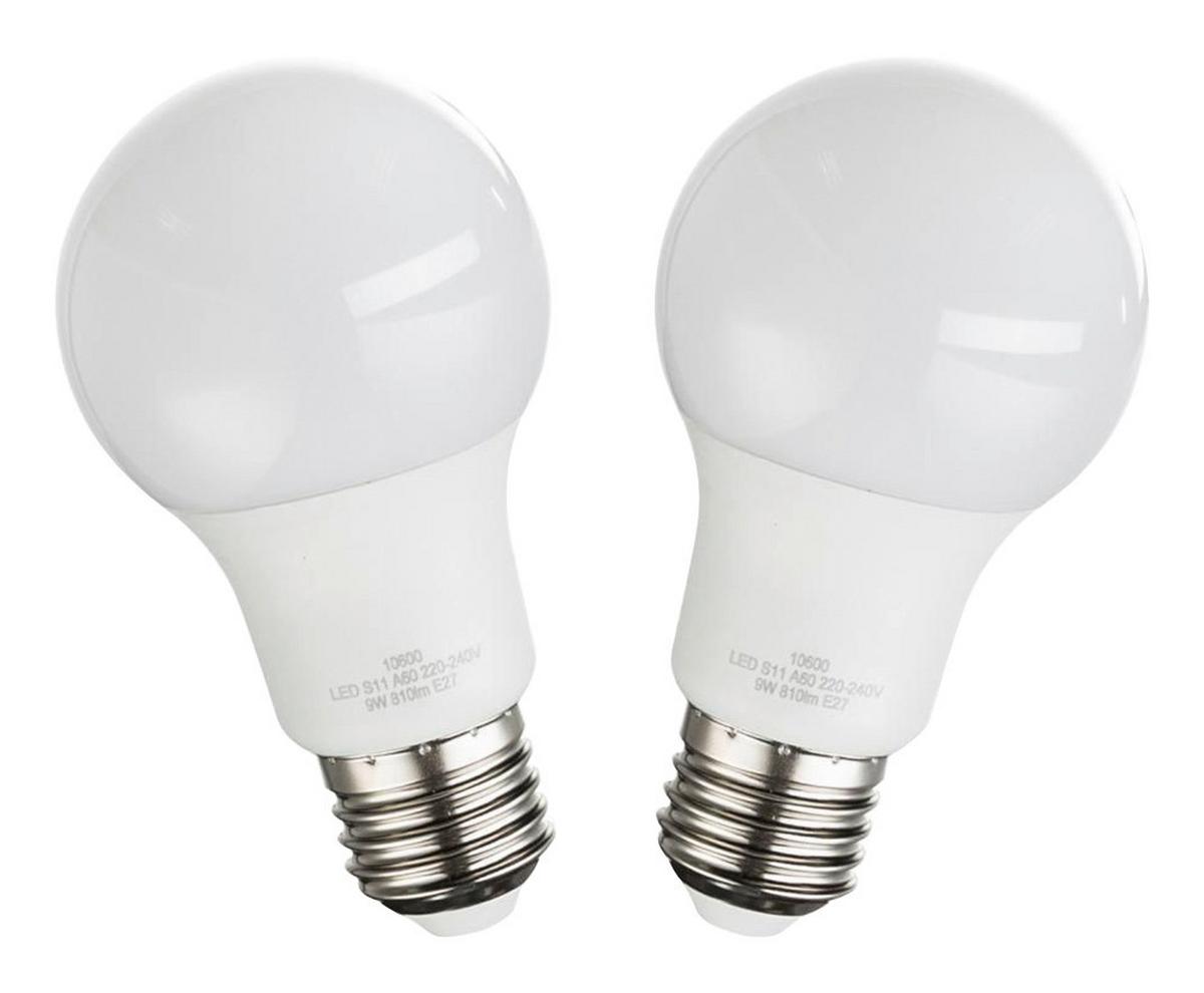 LED žárovka 2ks/bal. 10600-2, E27, 9 Watt - opál, kov/plast (6/11cm)