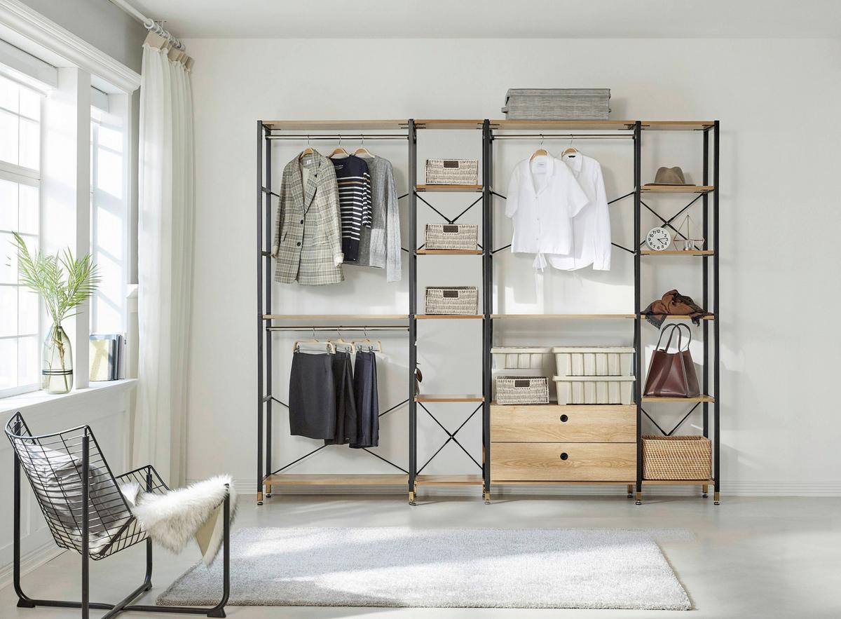 Leiterregal Naturfarben/Schwarz B: 42,5 cm - Schwarz/Naturfarben, Design, Holzwerkstoff/Metall (42,5/210/30cm) - Livetastic