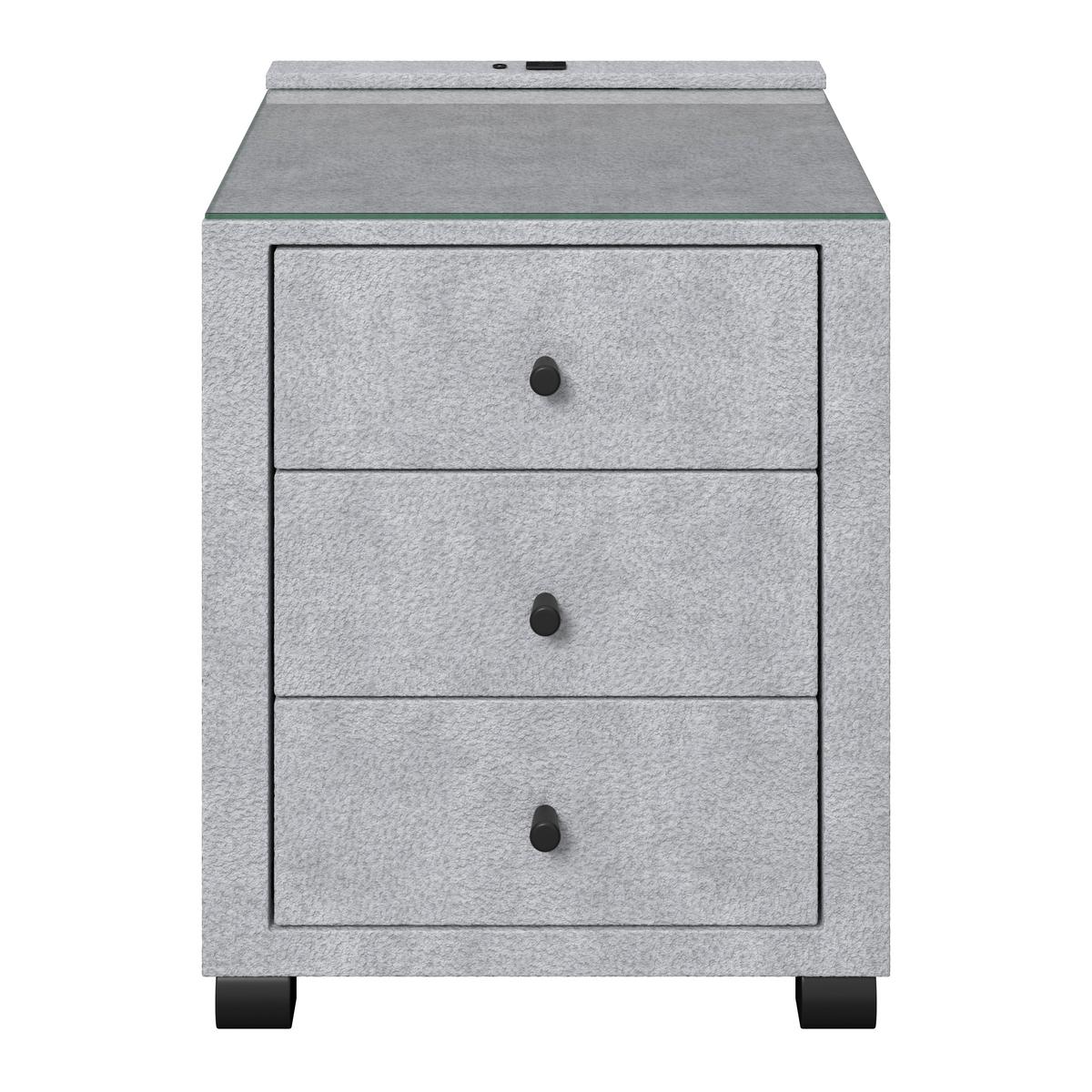 Nachtkästchen Elysia Hellgrau, B: 48cm - Hellgrau, Trend, Glas/Holz (48/68/45,5cm) - Luca Bessoni