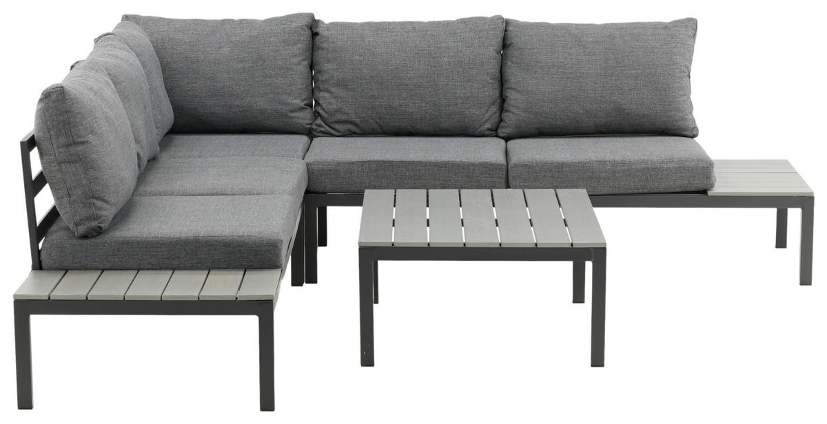 Loungegarnitur Odense - Schwarz, KONVENTIONELL, Metall (133/167cm) - Gardenson