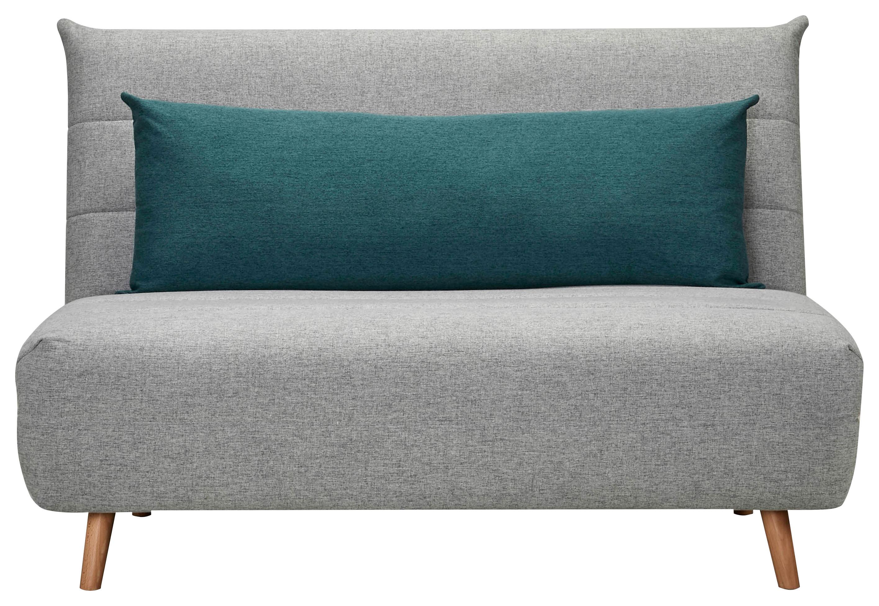2-Sitzer-Sofa mit Schlaffunkt. Simon mit Kissen Grau - Blau/Naturfarben, MODERN, Holz/Textil (125/84/91cm) - Ondega