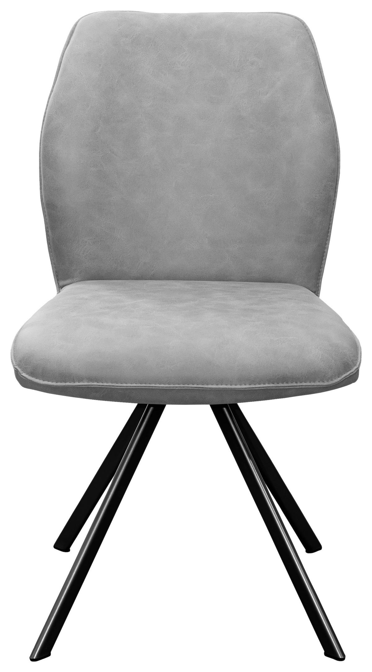 Stuhl Jannes Webstoff grau. B: 50cm - Schwarz/Grau, MODERN, Textil/Metall (50/64/87cm)