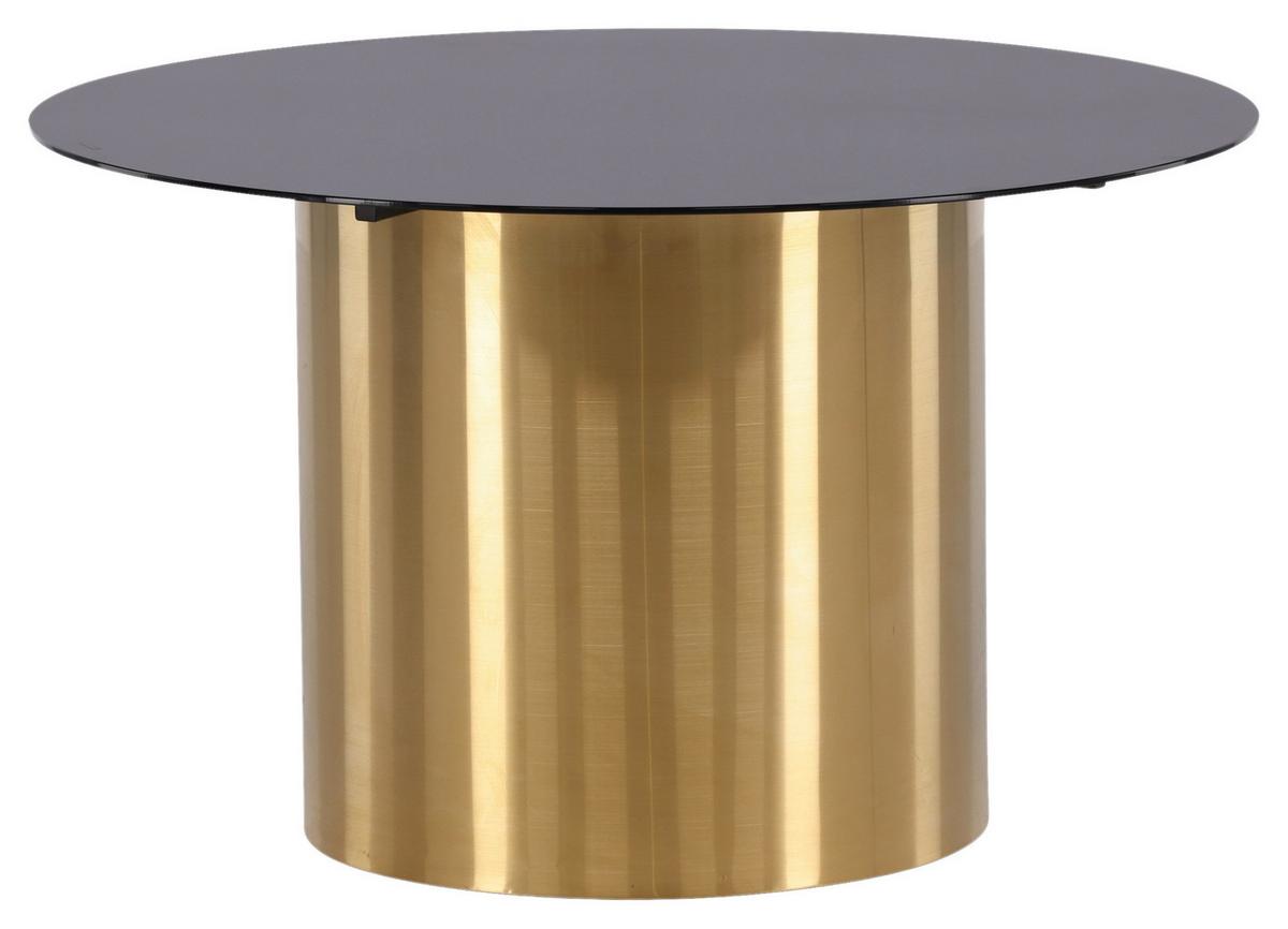 Couchtisch Ystad - Goldfarben/Schwarz, Design, Glas/Metall (80/80/46cm) - Livetastic