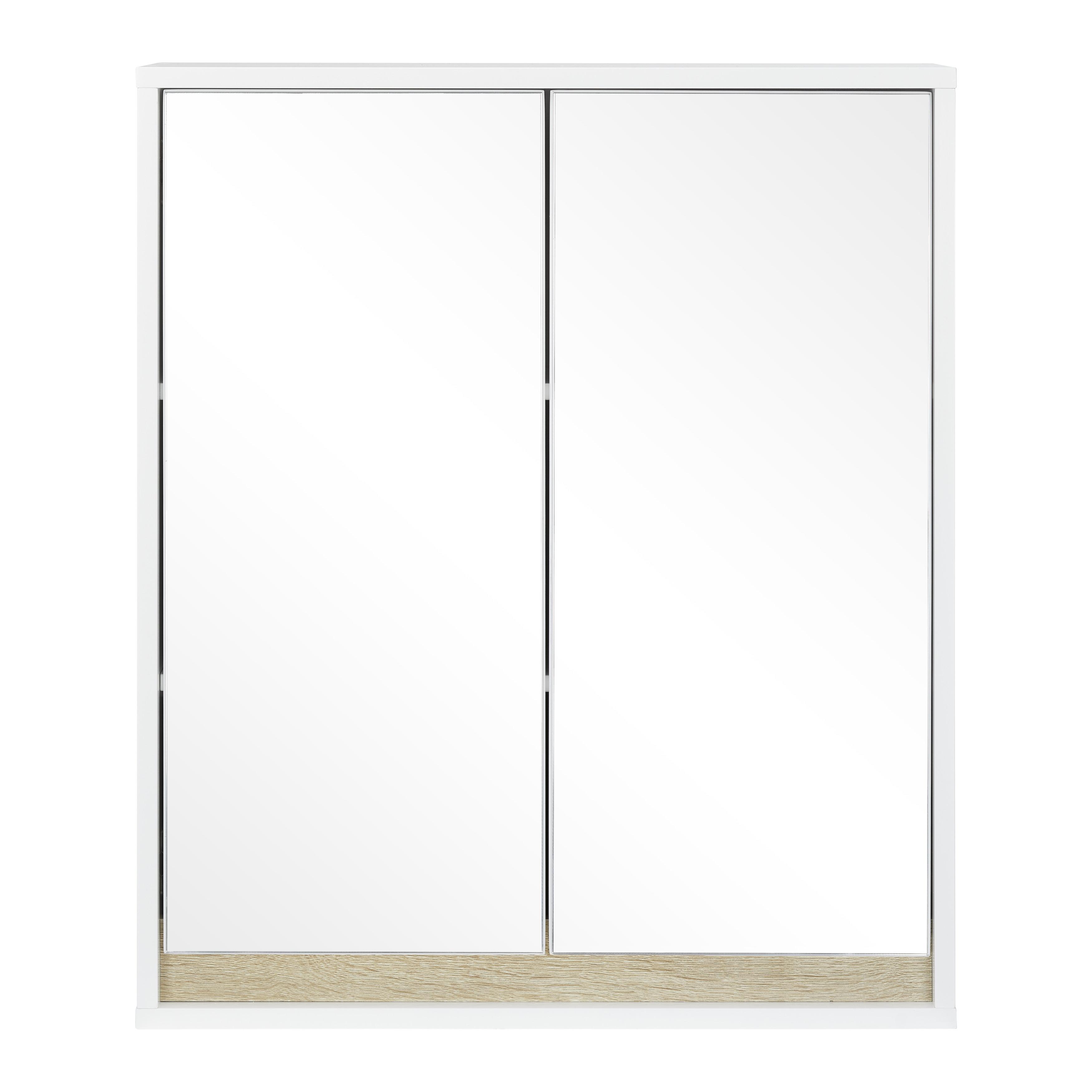 Závěsní skřiňka MASSIMO bílá/borovice - bílá/barvy stříbra, Moderní, sklo (60/70/18cm) - Bessagi Home