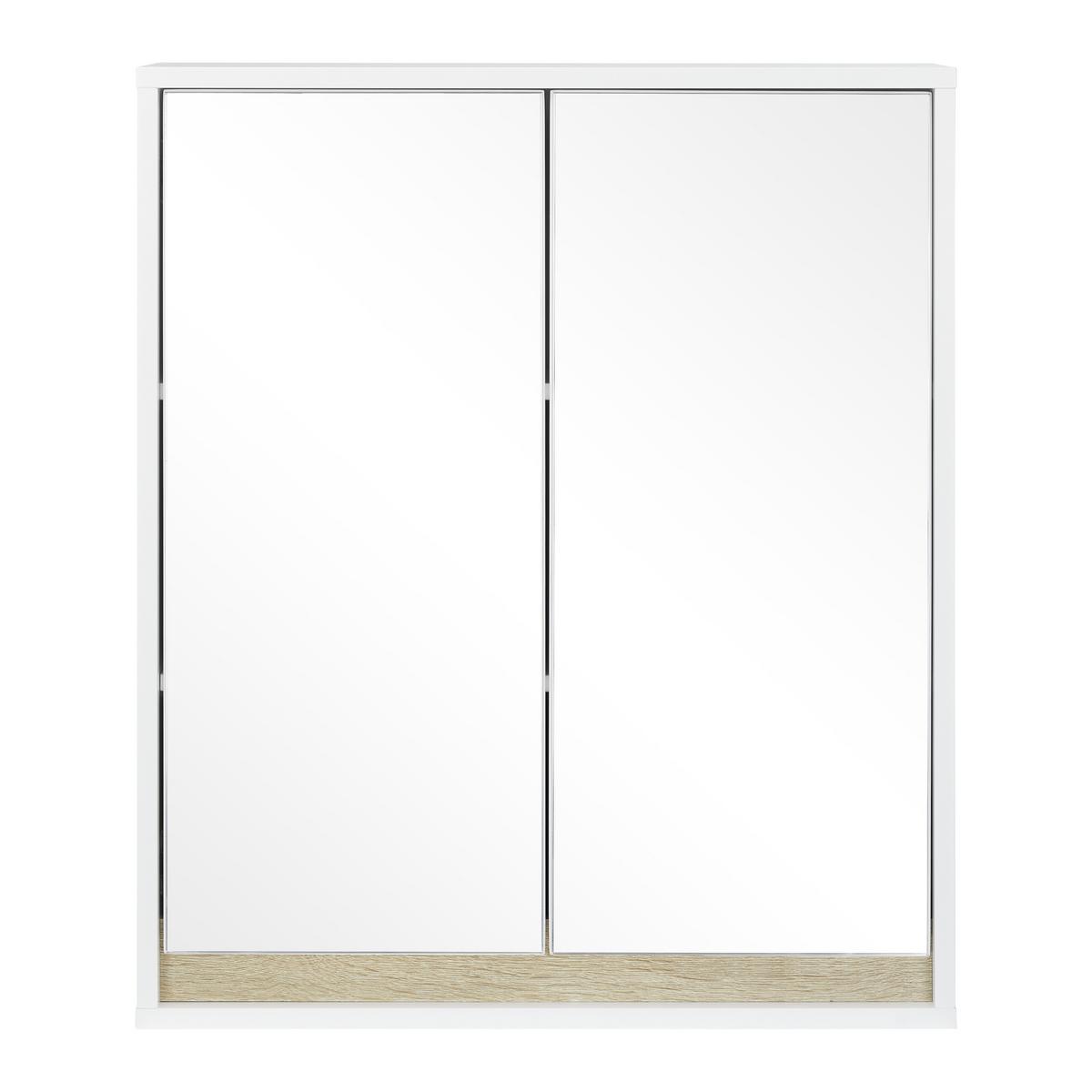 Závěsní skřiňka MASSIMO bílá/borovice - bílá/barvy stříbra, Moderní, sklo (60/70/18cm) - Bessagi Home