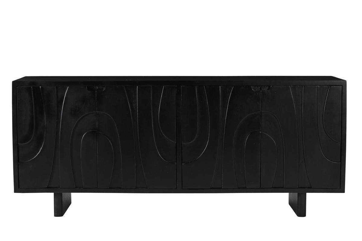 Sideboard Mangoholz schwarz B: 180cm - Schwarz, Design, Holz (180/76/43cm) - MID.YOU