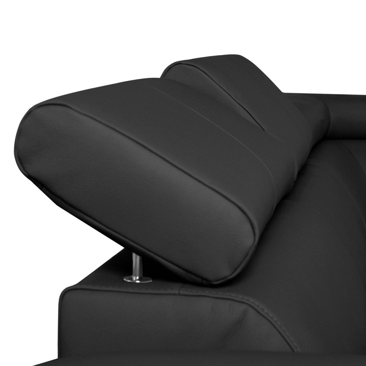 Ecksofa Lugano Teilleder Schwarz 248x208 - Chromfarben/Schwarz, Design, Leder/Textil (248/208cm) - Livetastic