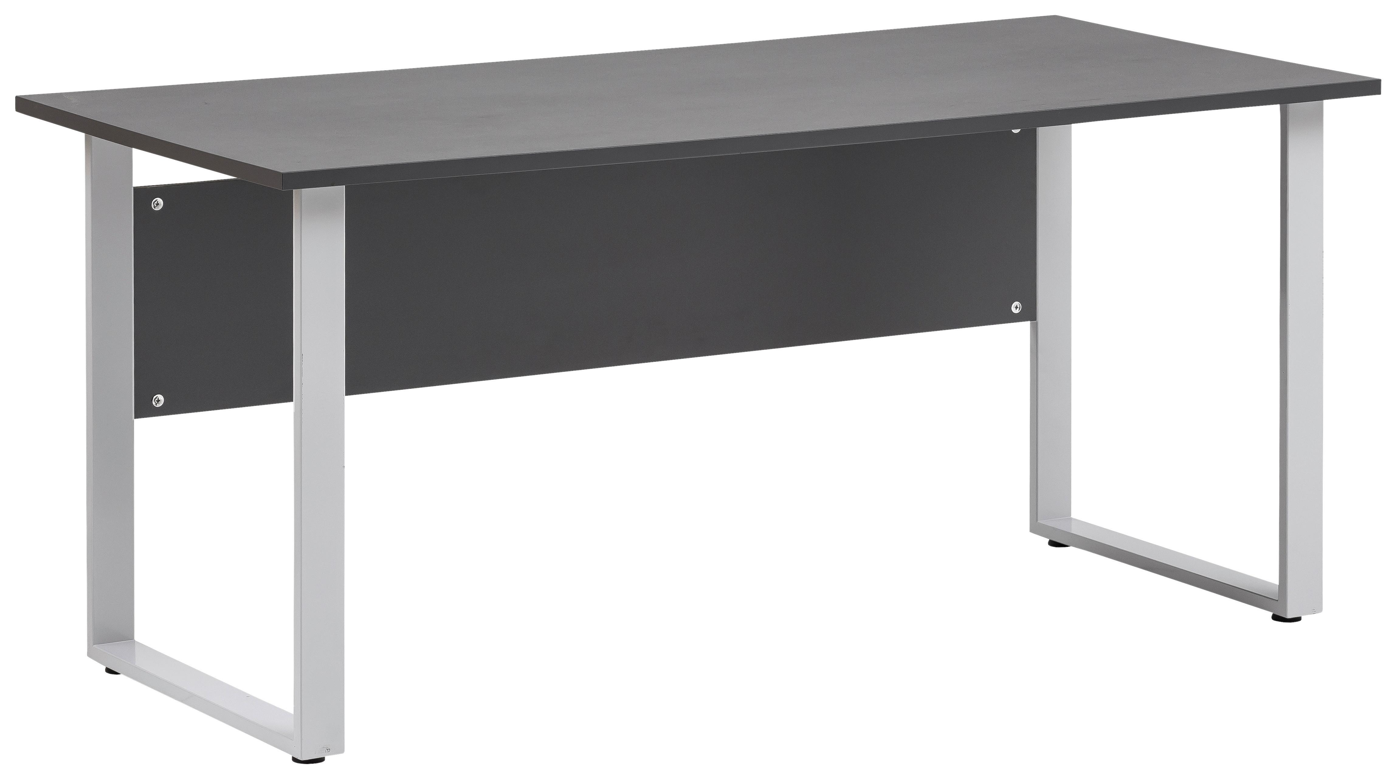 Schreibtisch B 160 H 73,2 cm Serie 1500 Anthrazit - Anthrazit/Alufarben, KONVENTIONELL, Holzwerkstoff/Metall (160/75/73,2cm) - MID.YOU