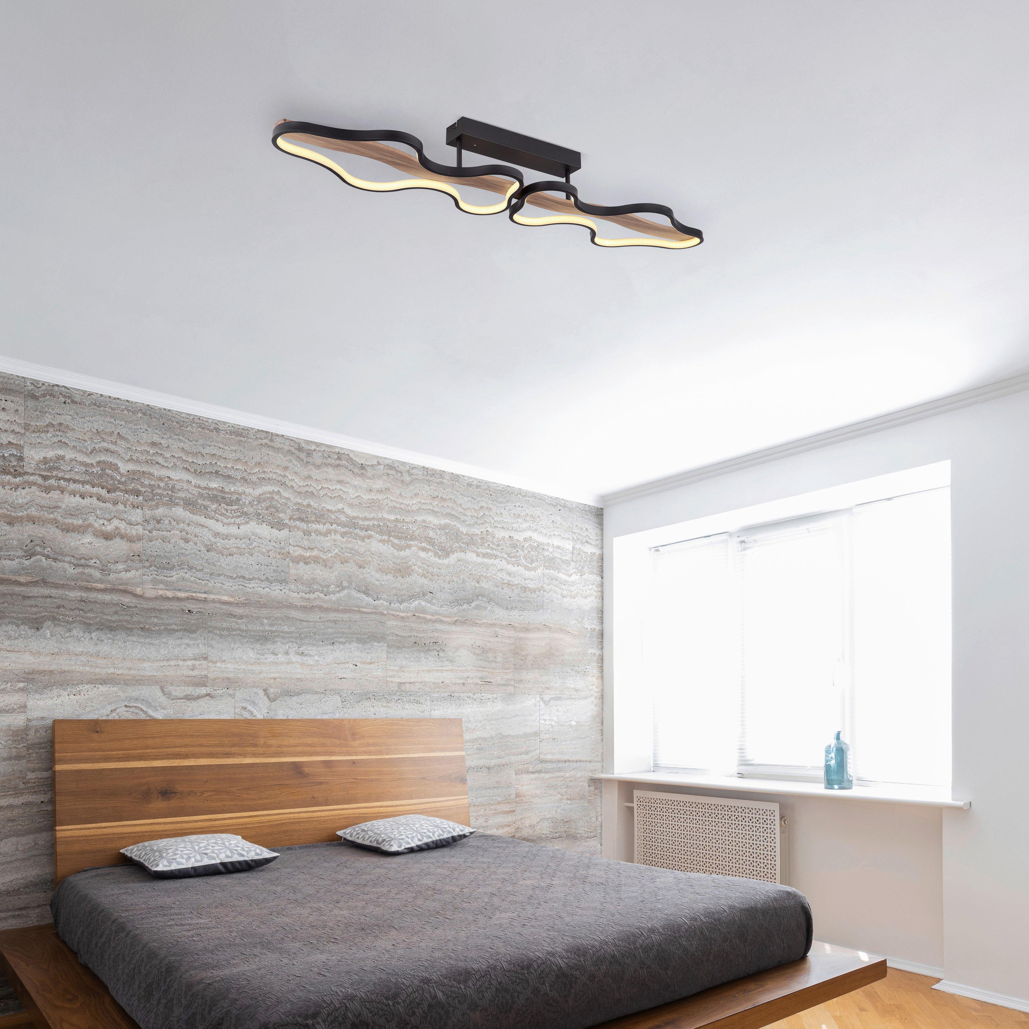 LED-Deckenleuchte 67181d1 - Dunkelbraun/Opal, Design, Holz/Kunststoff (112/25,5/15cm) - Globo
