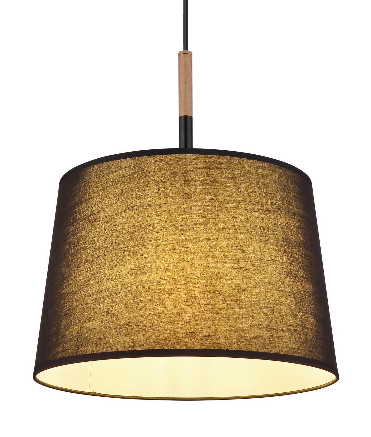 Hängeleuchte 21629h - Schwarz/Naturfarben, Basics, Holz/Textil (38/120cm) - Globo