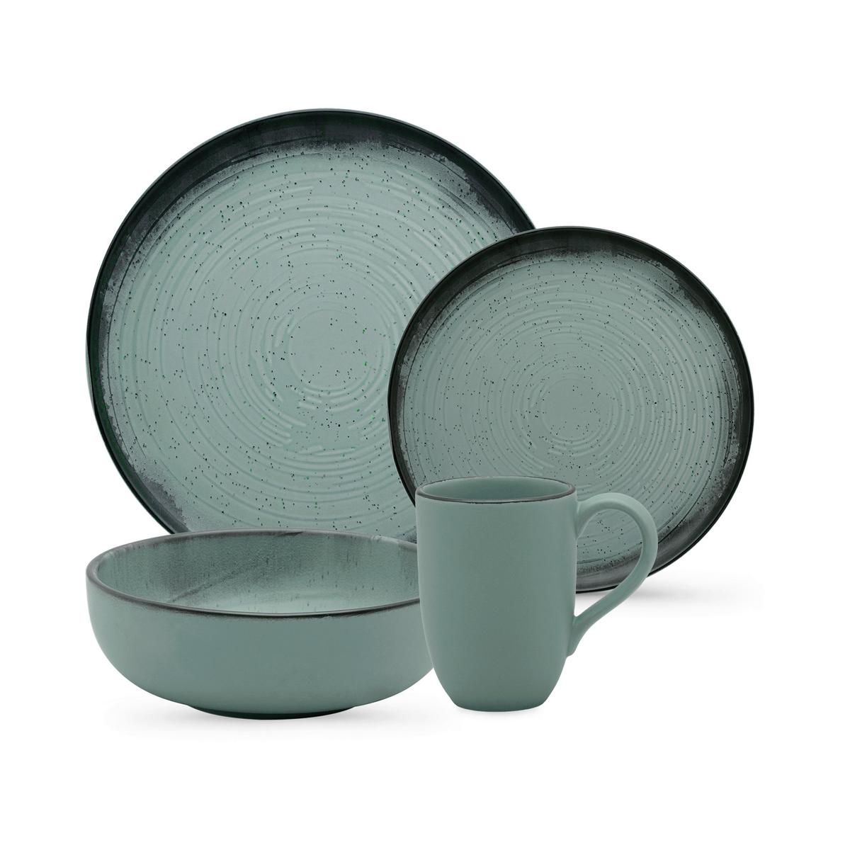 Kombinovaný servis 16-dielny - čierna/zelená, Modern, keramika - Mömax