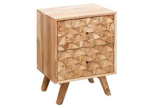 Nočný stolík Rewa masív akácia - čierna/farba akácie, Lifestyle, kov/drevo (44/61/35cm) - MID.YOU