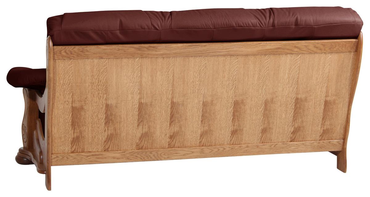 3-sitzer-sofa Tennessee Rot Echtleder - Eichefarben/Rot, LIFESTYLE, Leder/Holz (205/95/95cm) - Max Winzer