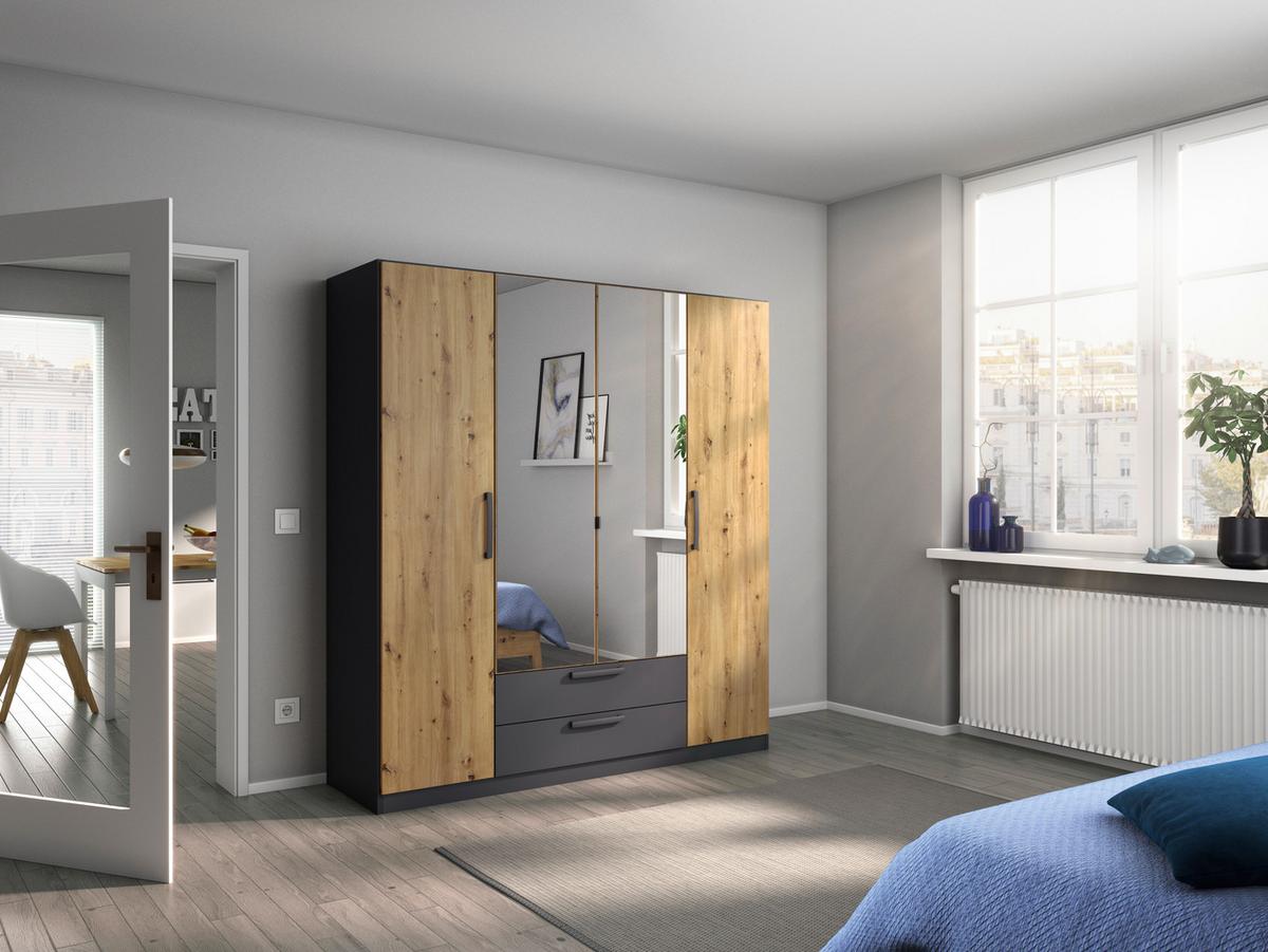 Drehtürenschrank Style-Up Eiche Artisan/Grau B: 181cm - Eiche Artisan/Grau, MODERN, Holzwerkstoff (181/197/54cm) - Rauch Möbel