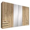 Drehtürenschrank Mit Spiegel 300cm Level 36a, Eichendekor - Eichefarben, MODERN, Glas/Holzwerkstoff (300/216/58cm) - MID.YOU