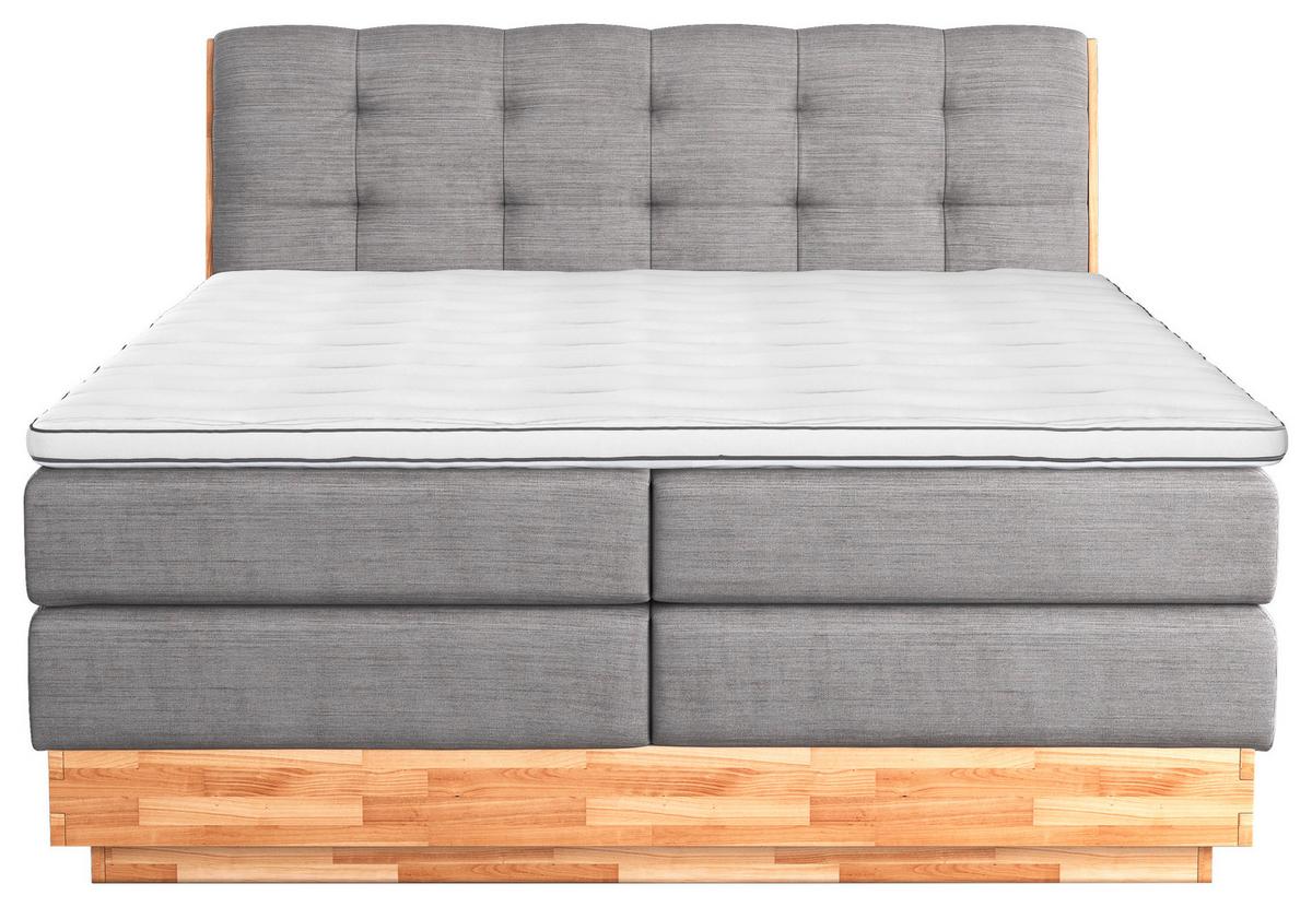 Boxspringbett Boxspring Bed Melissa - Hellgrau/Schwarz, Natur, Textil (200/200cm)