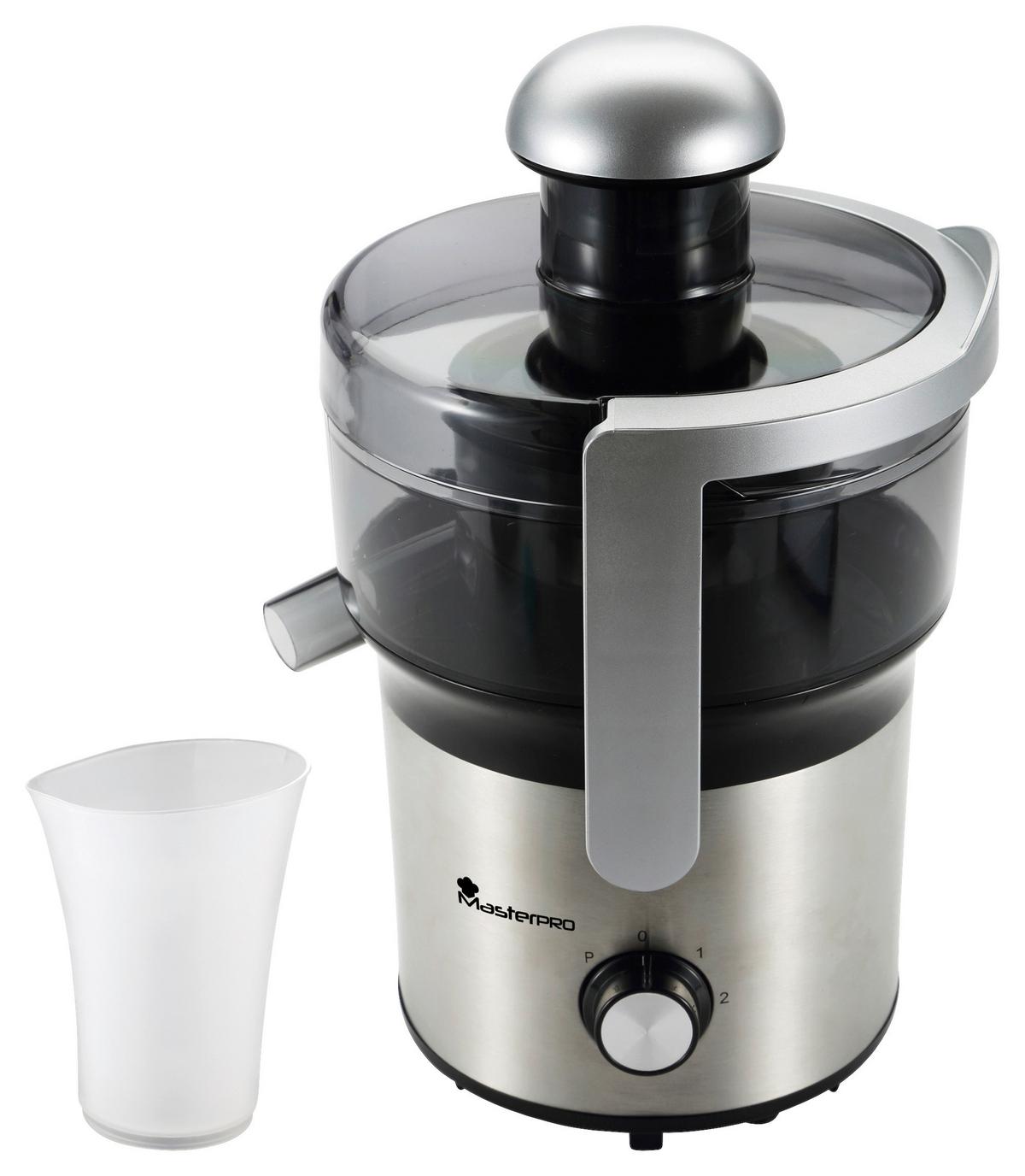 Entsafter Foodies Schwarz/silberfarben - Silberfarben/Schwarz, Basics, Kunststoff/Metall (22,4/22/34,2cm) - Masterpro