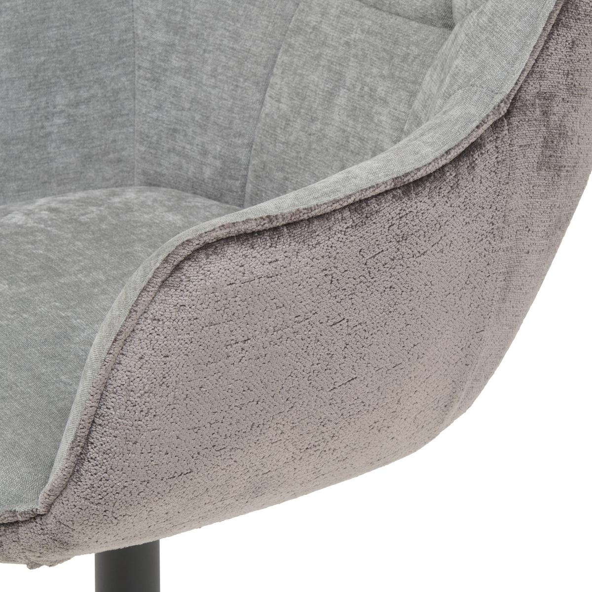 Armlehnstuhl Kaleo Chenille Grau, B: 63 Cm - Schwarz/Grau, KONVENTIONELL, Textil/Metall (63/87/64cm) - MID.YOU