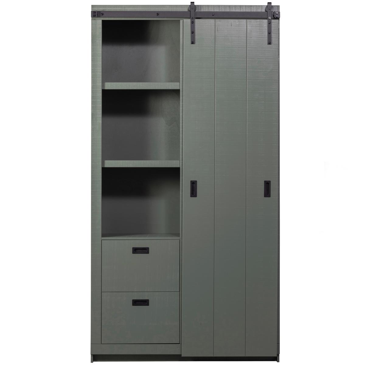 Mehrzweckschrank Slide Barn Grün B: 122 cm - Schwarz/Grün, Design, Holz (122/230/37cm) - Livetastic