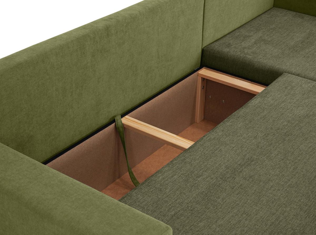 Ecksofa Asna, Olivgrün S: 252x155 cm - Schwarz/Olivgrün, Design, Textil (252/155cm) - Livetastic