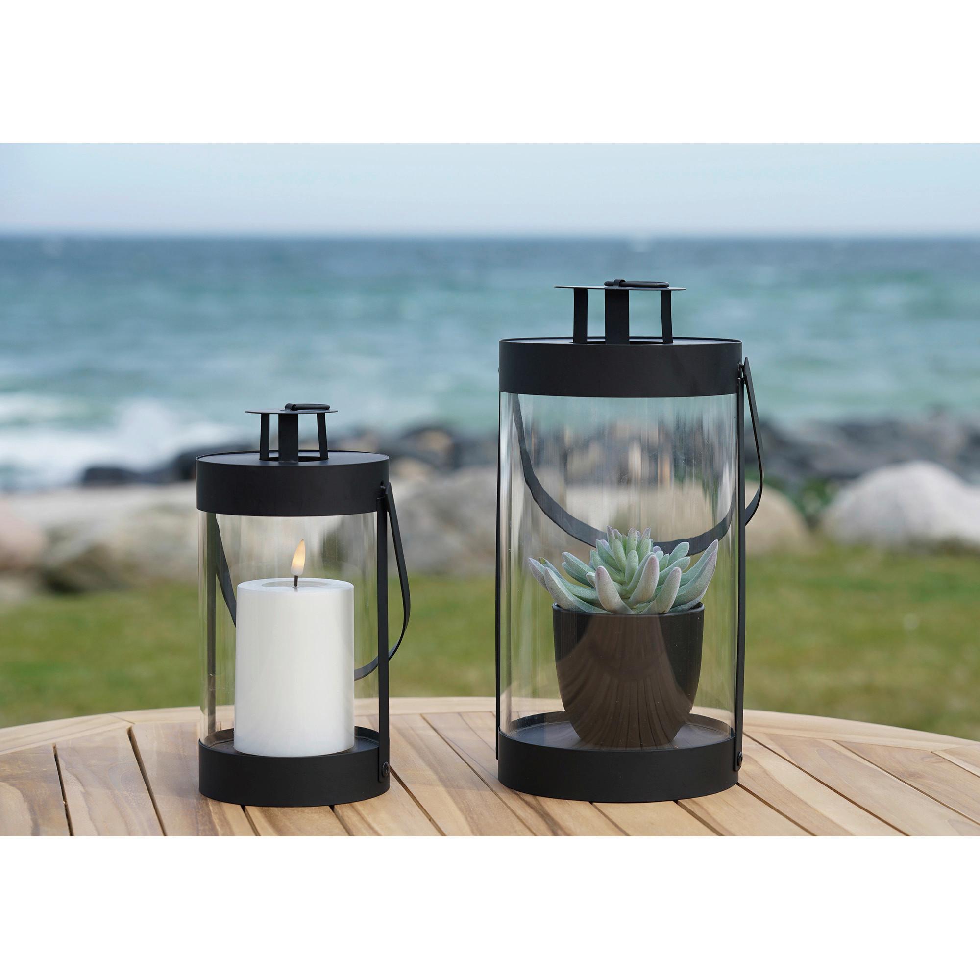 Laternenset Bondi Klar Schwarz B: 12 Cm - Klar/Schwarz, Design, Glas/Metall (12/24/12cm)