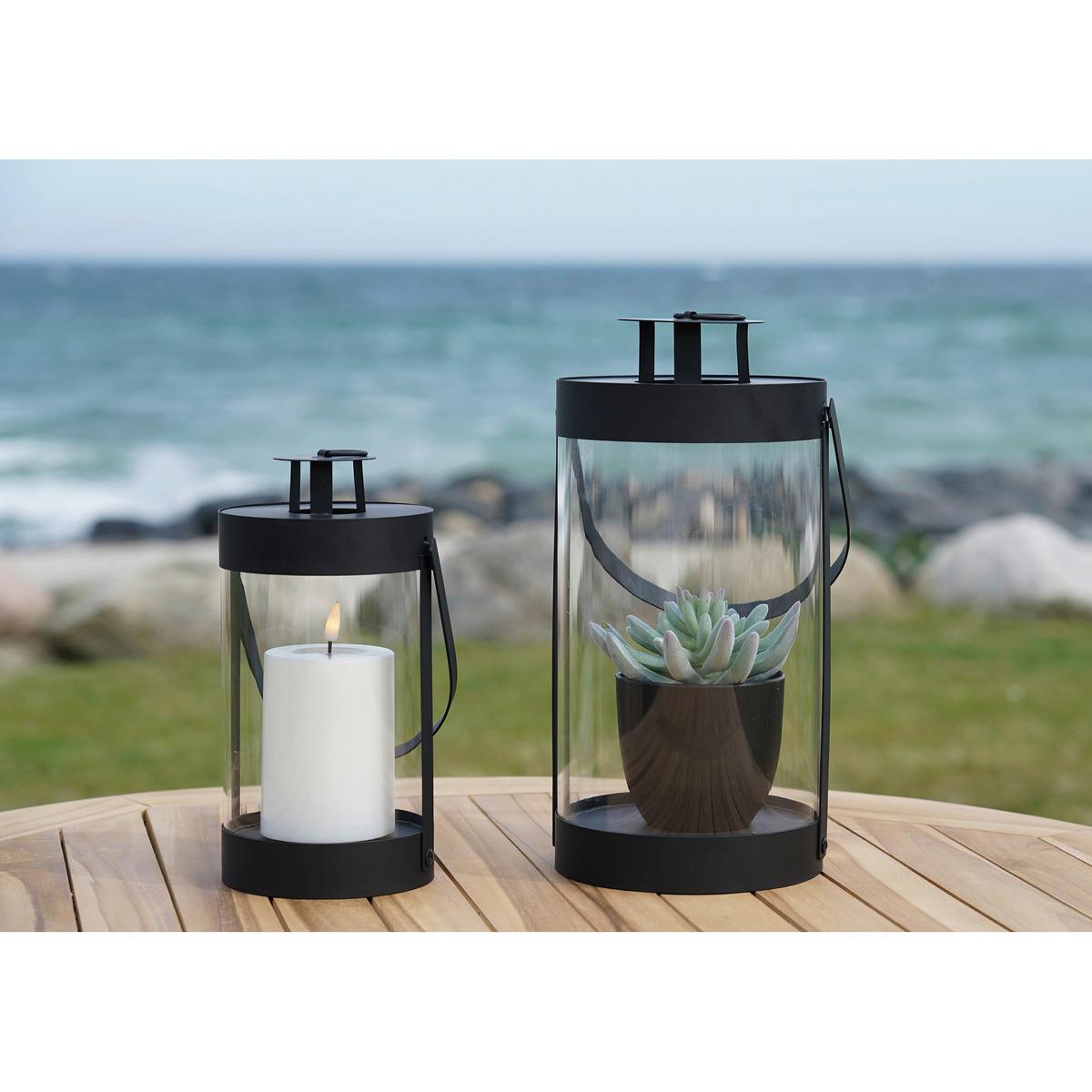 Laternenset Bondi Klar Schwarz B: 12 Cm - Klar/Schwarz, Design, Glas/Metall (12/24/12cm)