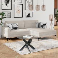 Ecksofa Mit Schlaffunktion & Bettkasten Bergamo Creme - Creme/Schwarz, MODERN, Textil (238/162cm) - Ondega