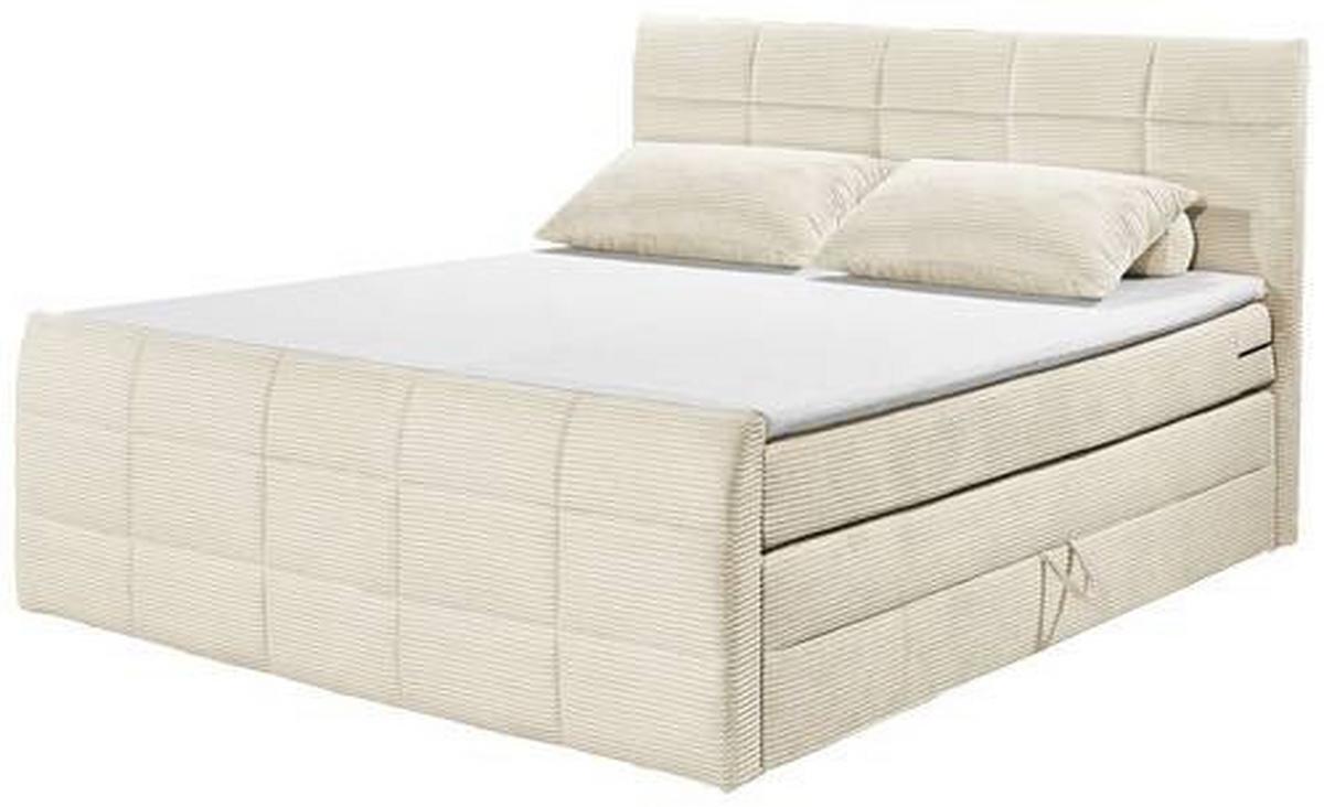 Boxspringbett Mit Topper & Bettkasten 180x200 Bolivia - Creme/Schwarz, MODERN, Holzwerkstoff/Textil (180/200cm) - MID.YOU