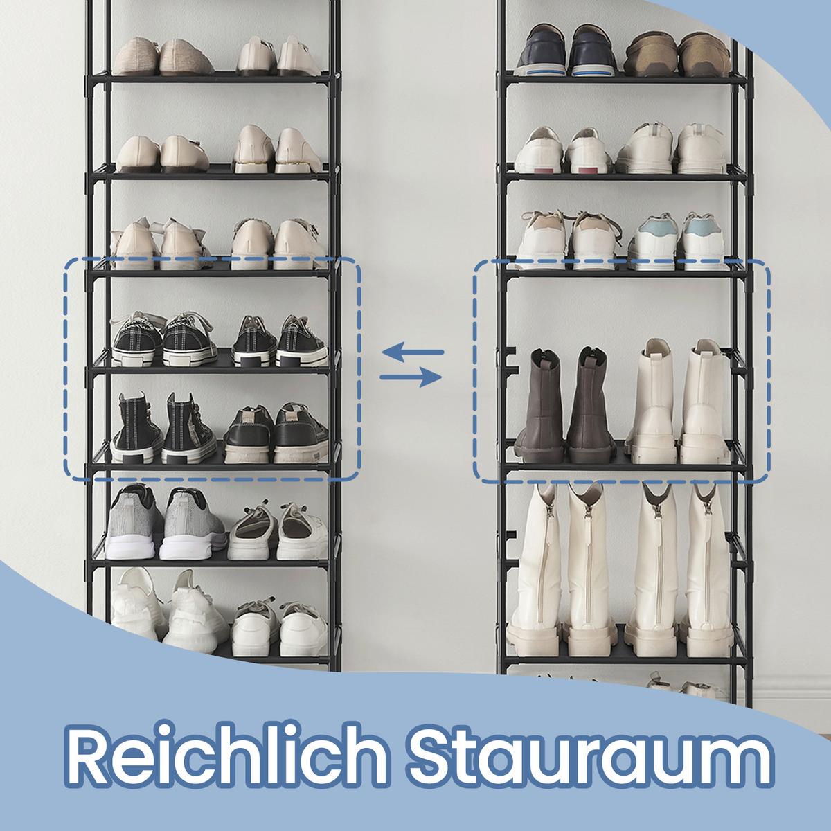 Schuhregal Schwarz B: 45 Cm - Schwarz, Basics, Textil/Metall (45/173/28cm)