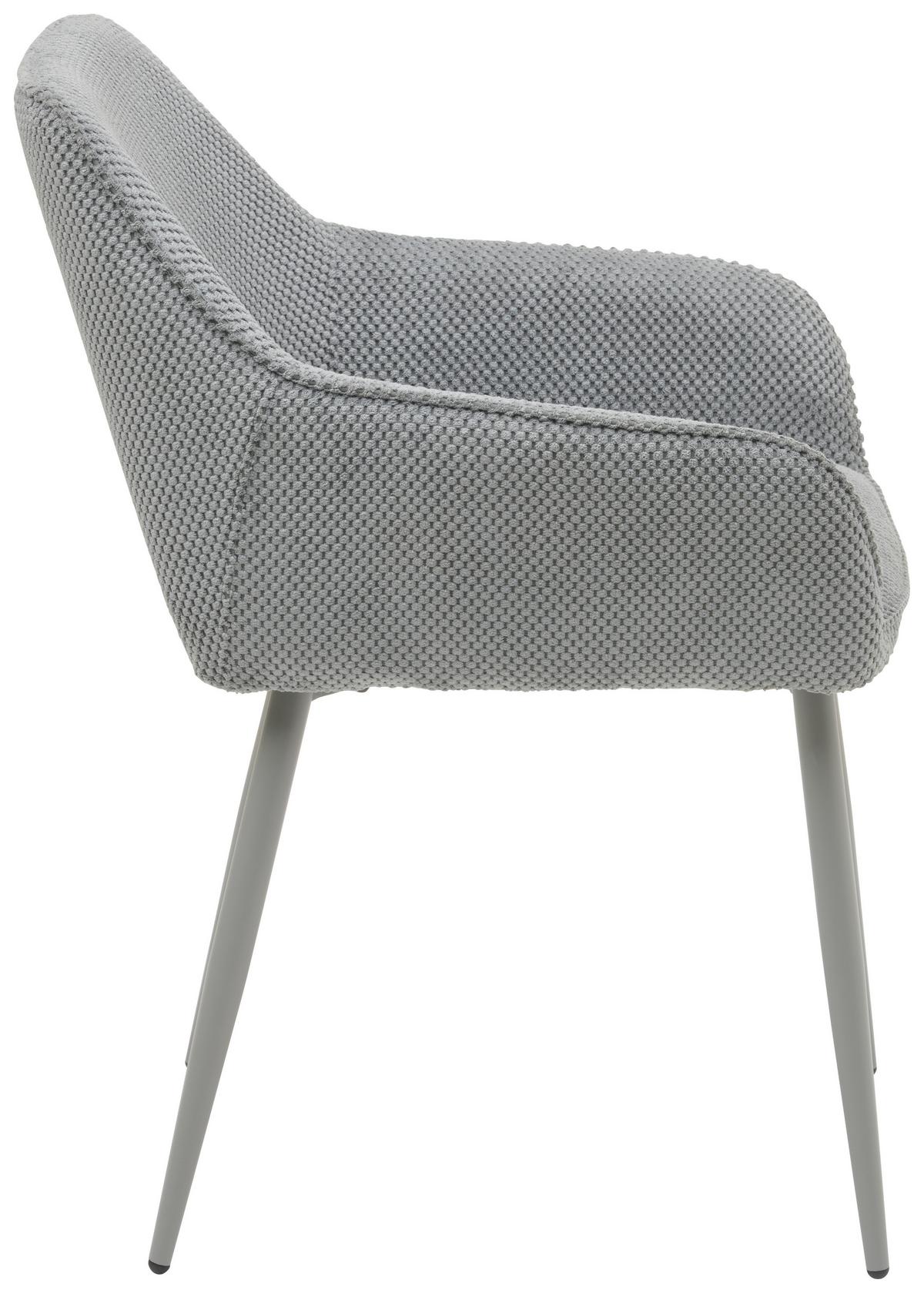 Armlehnstuhl Cora Webstoff Grau, B: 56 cm - Grau, KONVENTIONELL, Textil/Metall (56/81/61cm) - MID.YOU