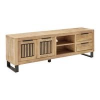 TV stolík Everest, mangové drevo - čierna/prírodná farba, Natur, kov/drevo (175/57/40cm)
