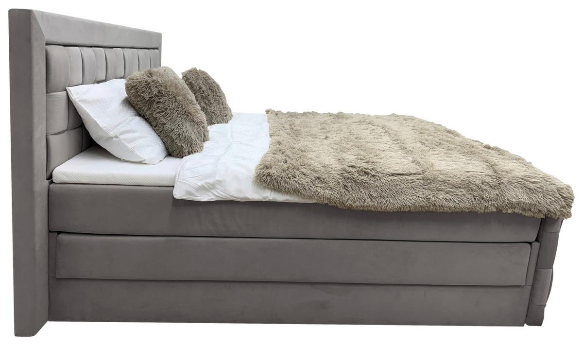 Boxspringbett Grenada Graphitfarben Lf: 160x200 cm - Graphitfarben, MODERN, Textil (160/200cm) - Livetastic