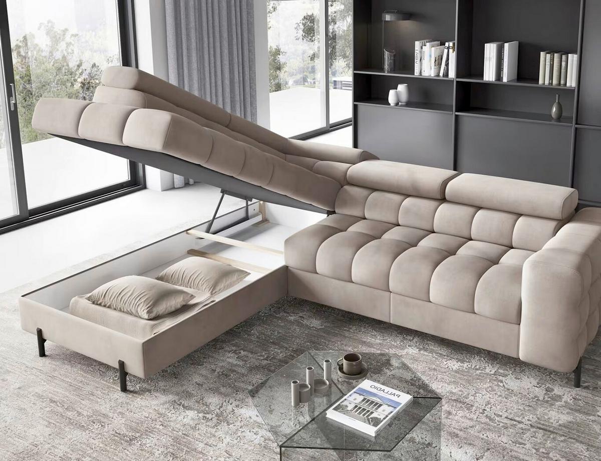 Ecksofa Ferucce Beige S: 200x276 cm - Beige/Schwarz, Design, Textil (200/276cm) - MID.YOU