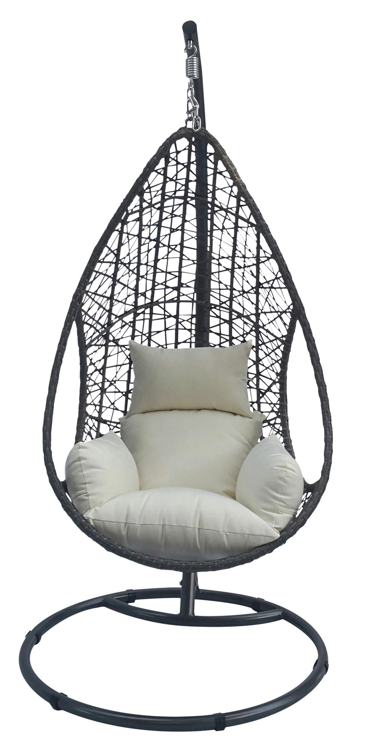 Hängesessel mit Gestell Kuba inkl. Sitz- und Rückenkissen - Anthrazit/Weiß, Basics, Kunststoff/Textil (103/208/103cm)