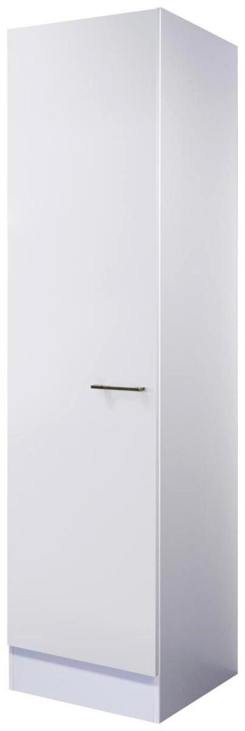 Kuchynská skrinka na riad biela - biela/farba ušľachtilej ocele, Modern, kov/kompozitné drevo (50/200/57cm) - FlexWell
